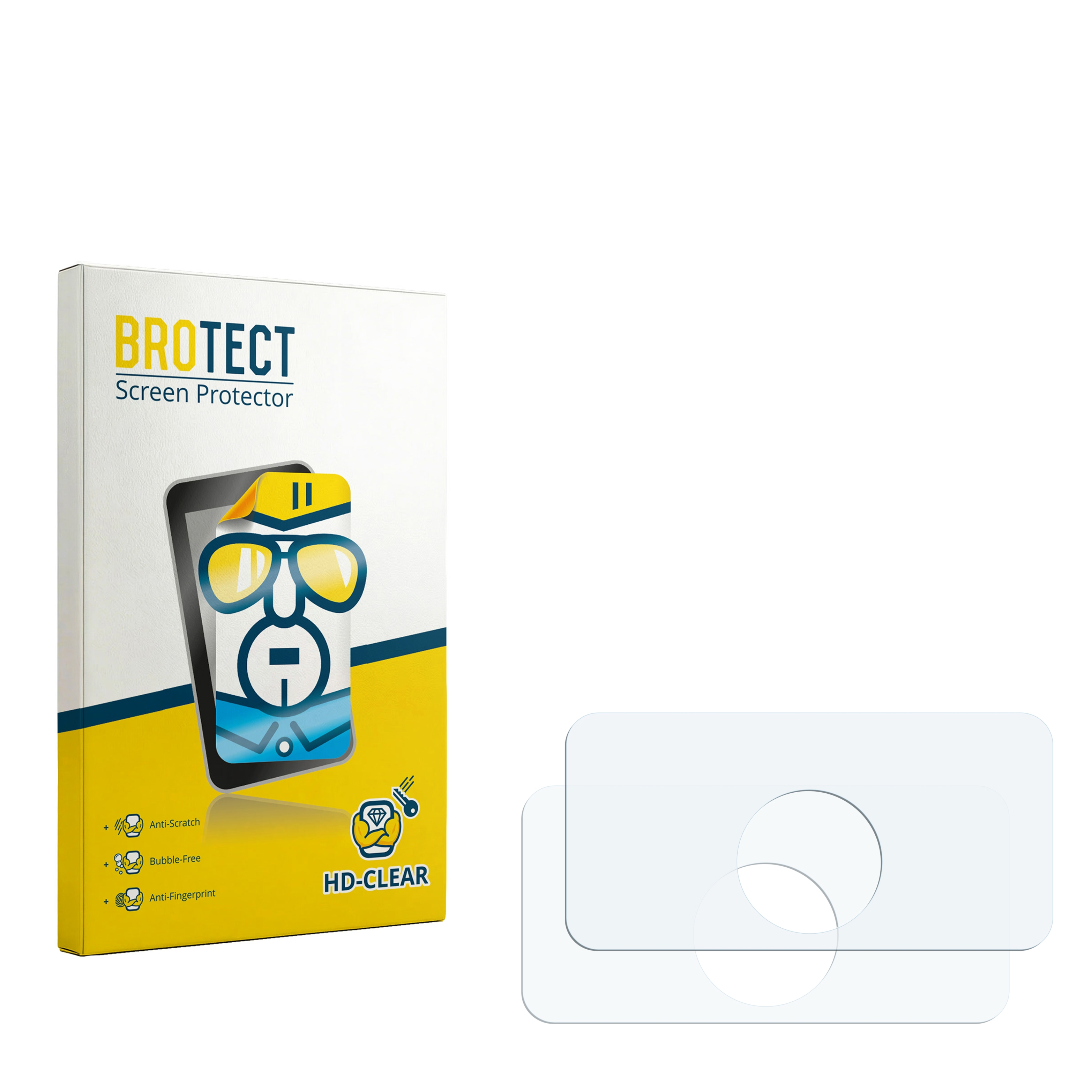Verpackung für Displayschutzfolien und zwei Schutzfolien.