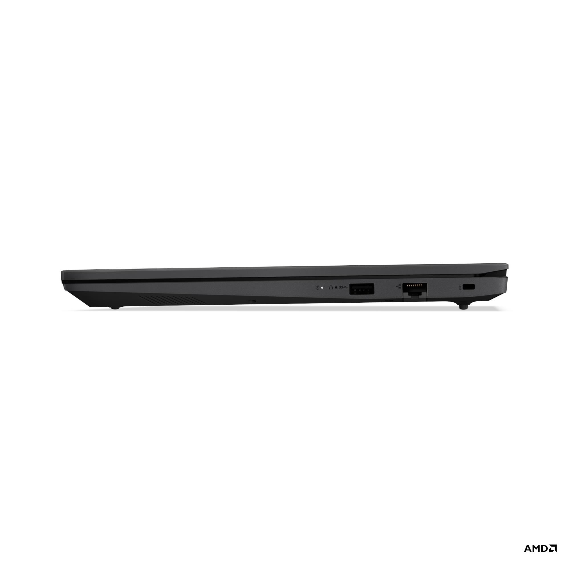 Lato del laptop nero con porte: USB, cavo di rete, adattatore di alimentazione.