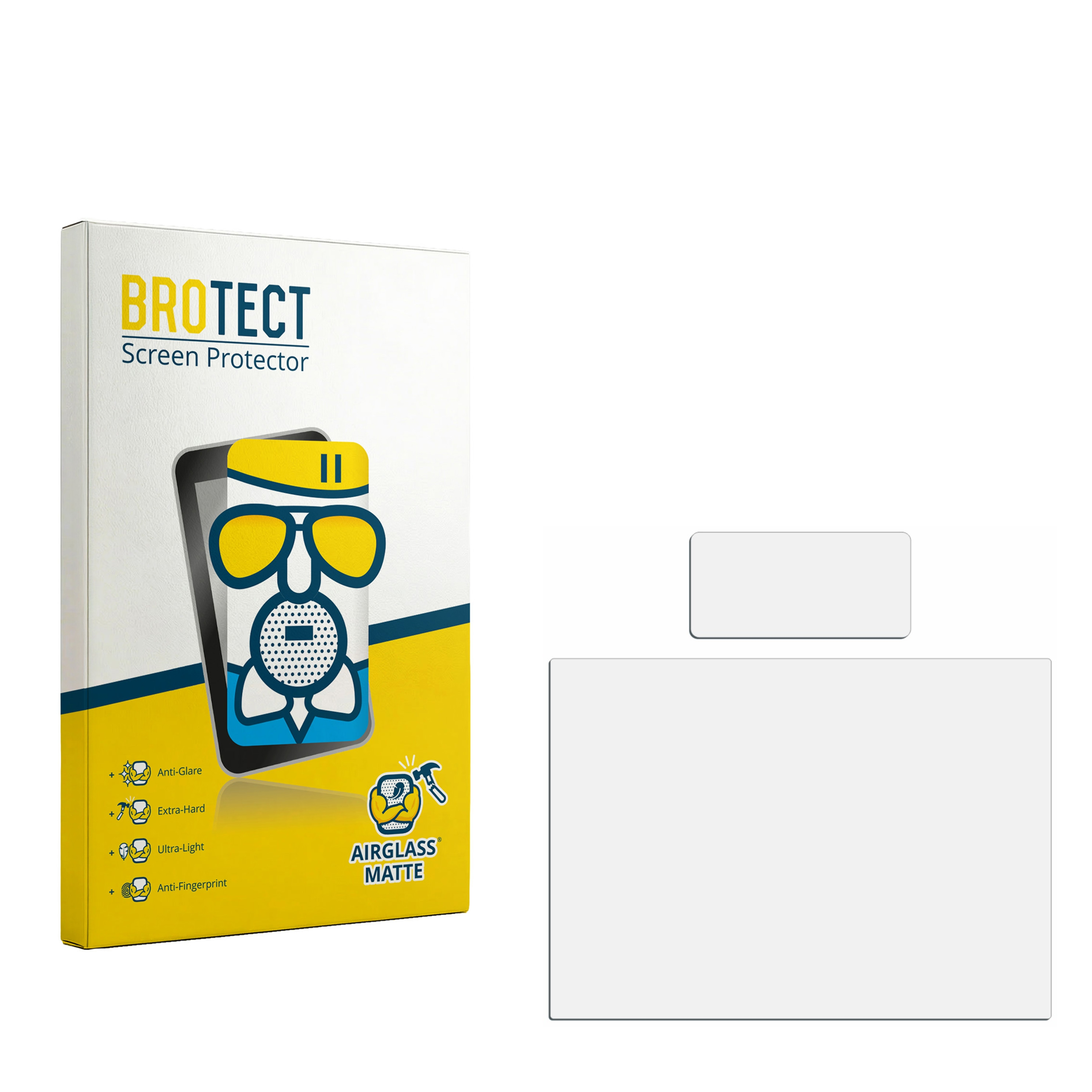 Schutzfolienverpackung mit Matte Airglass und drei Schutzfolien.