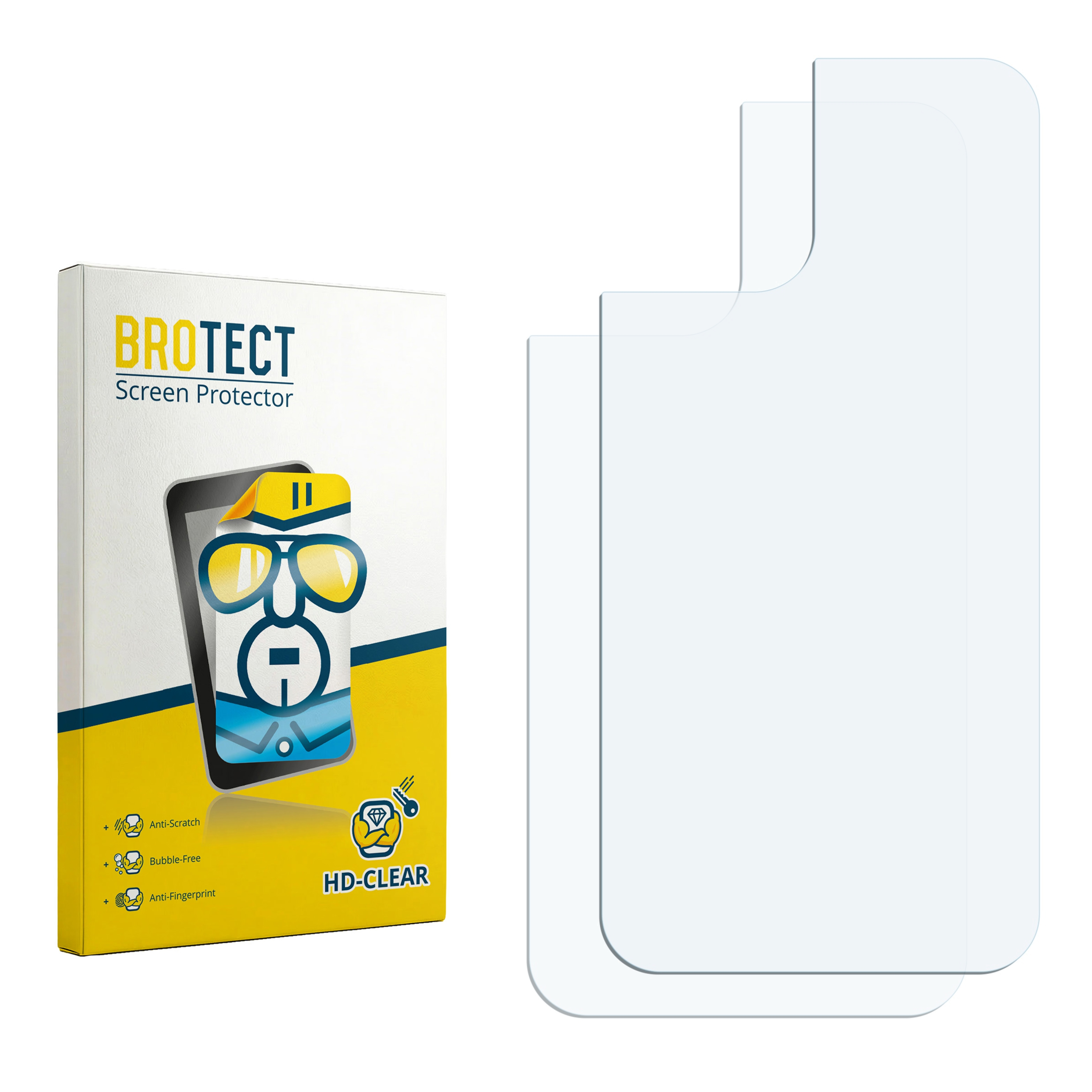 Verpackung mit BROTECT Schriftzug und zwei Displayschutzfolien.