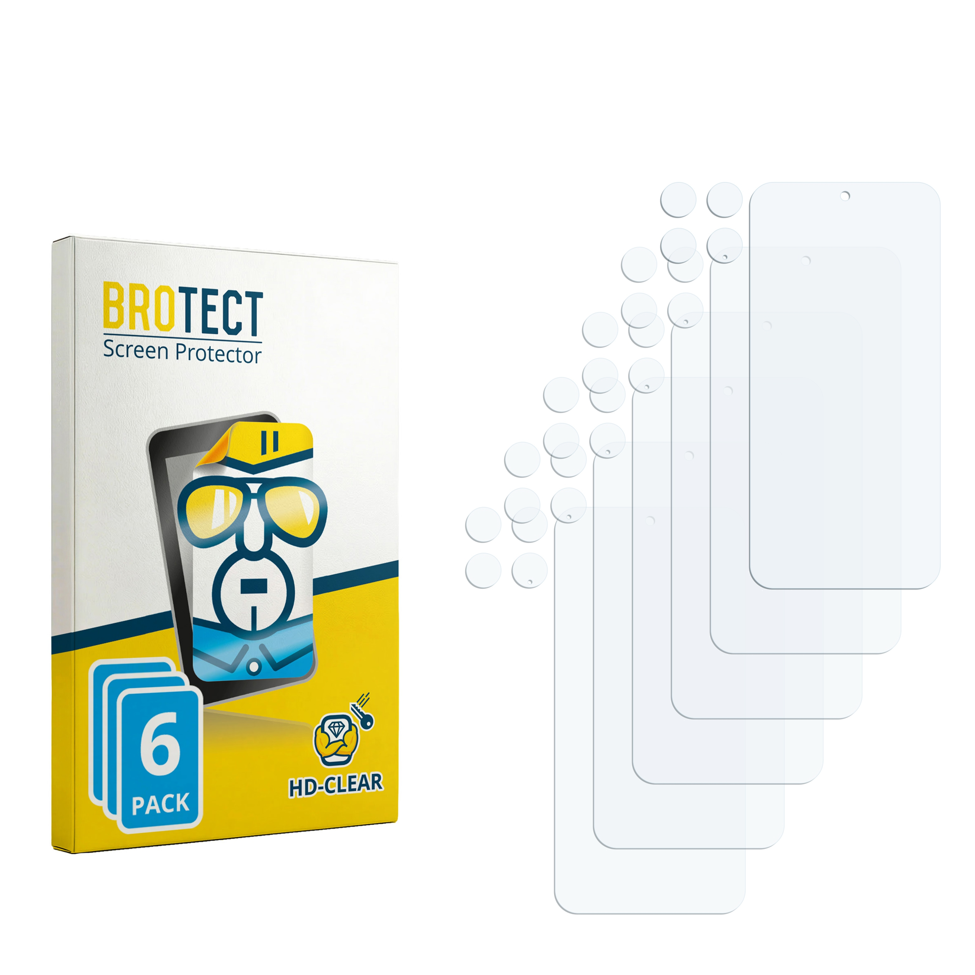 BROTECT Displayschutzfolie 6er Pack Karton und klare Schutzfolien