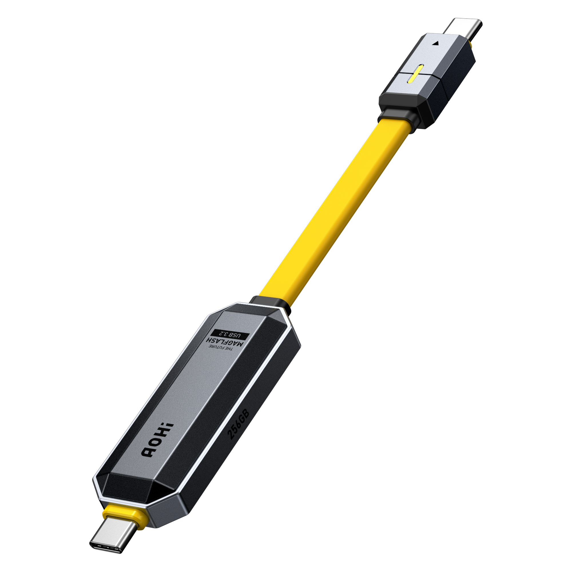 AOHI The Future Magflash 256GB USB-C Mikro SSD Flash Bellek 1000MB/S Şarj ve Veri Depolama Aktarım Seti Sarı