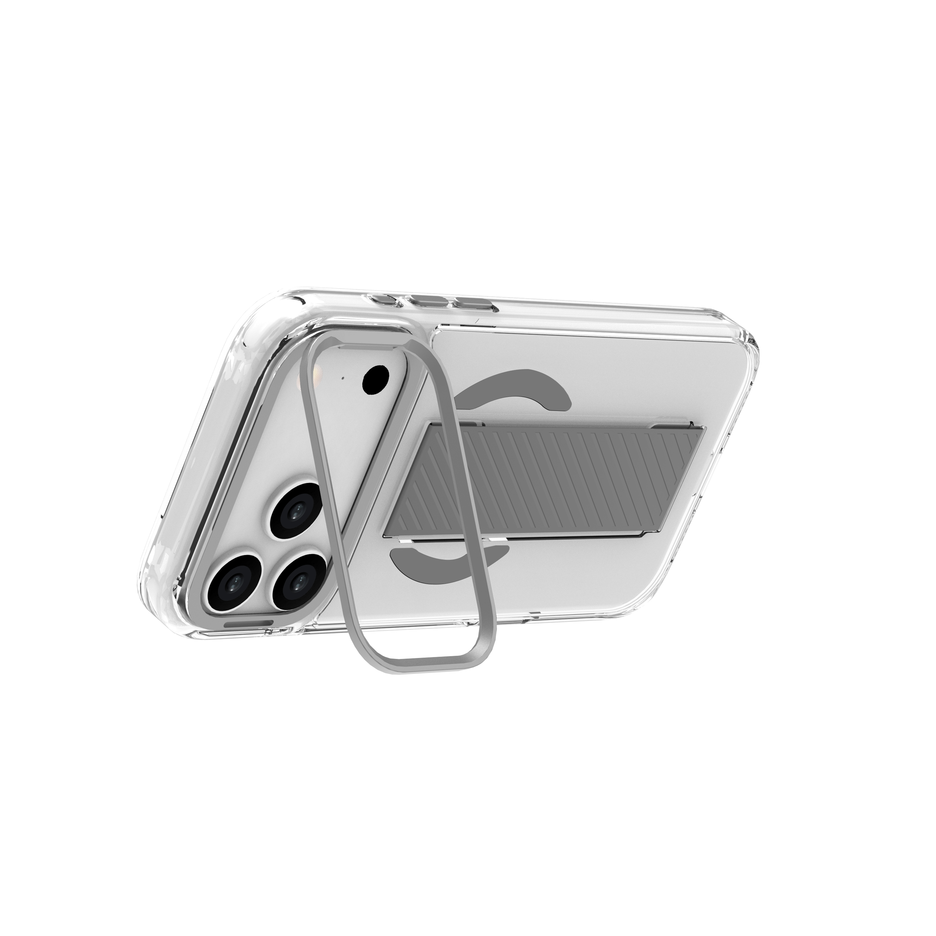 PIILI iPhone 17 Pro Max Metal Stand Grip MagSafe Telefon Kılıfı Gri