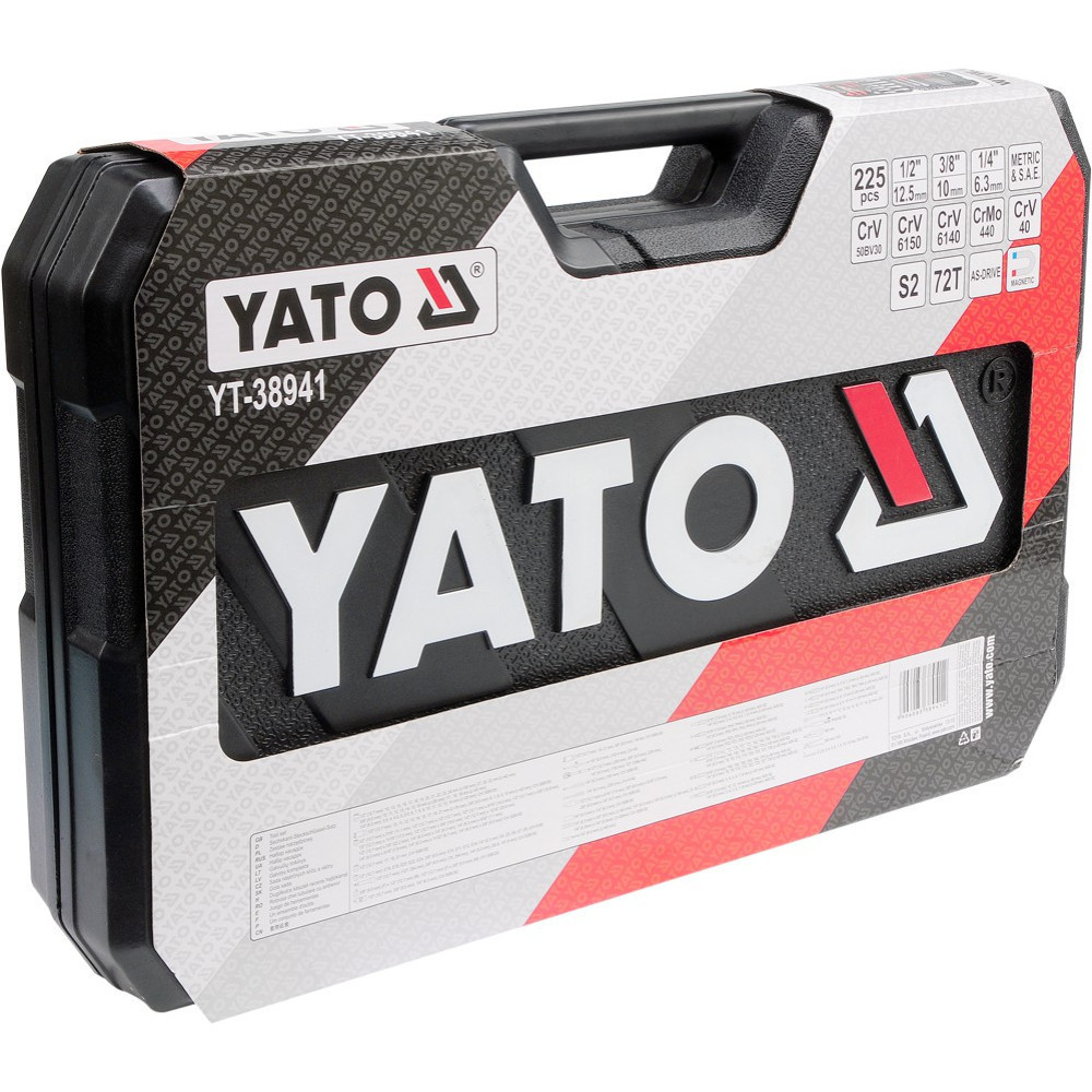 Cassetta degli attrezzi nera con logo YATO e numero modello YT-38941.