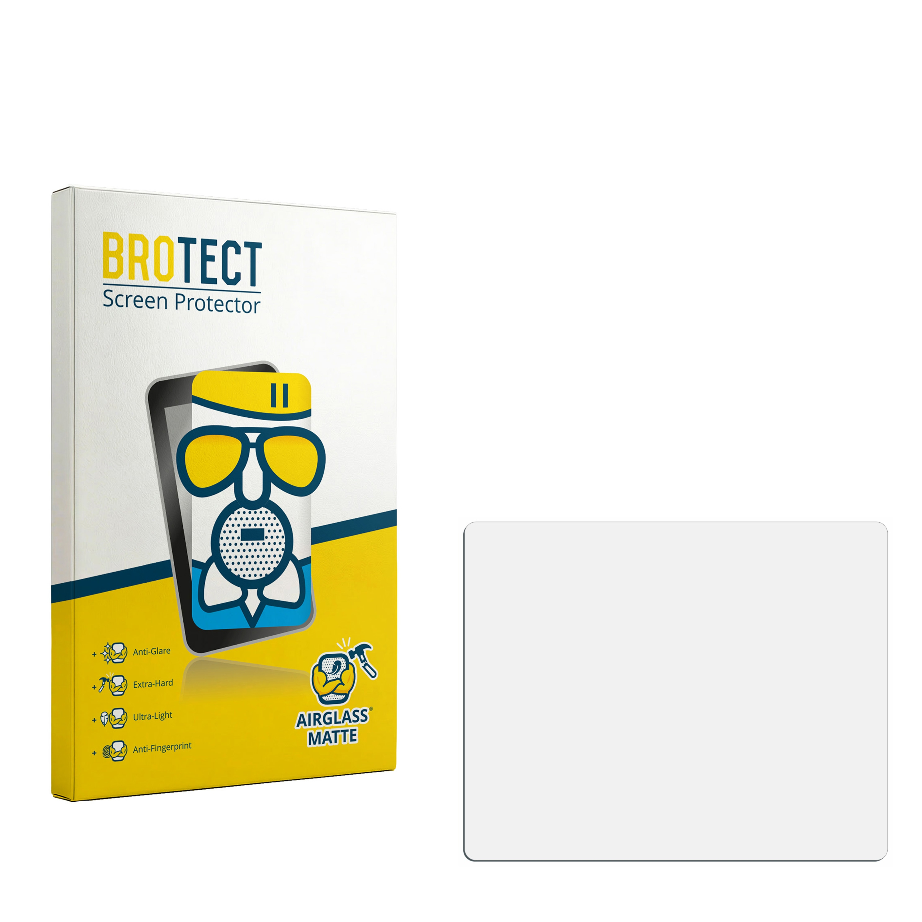 BROTECT Displayschutzfolie mit Symbolen für Anti-Glare, Extra-Hard, Ultra-Light, Anti-Fingerprint.