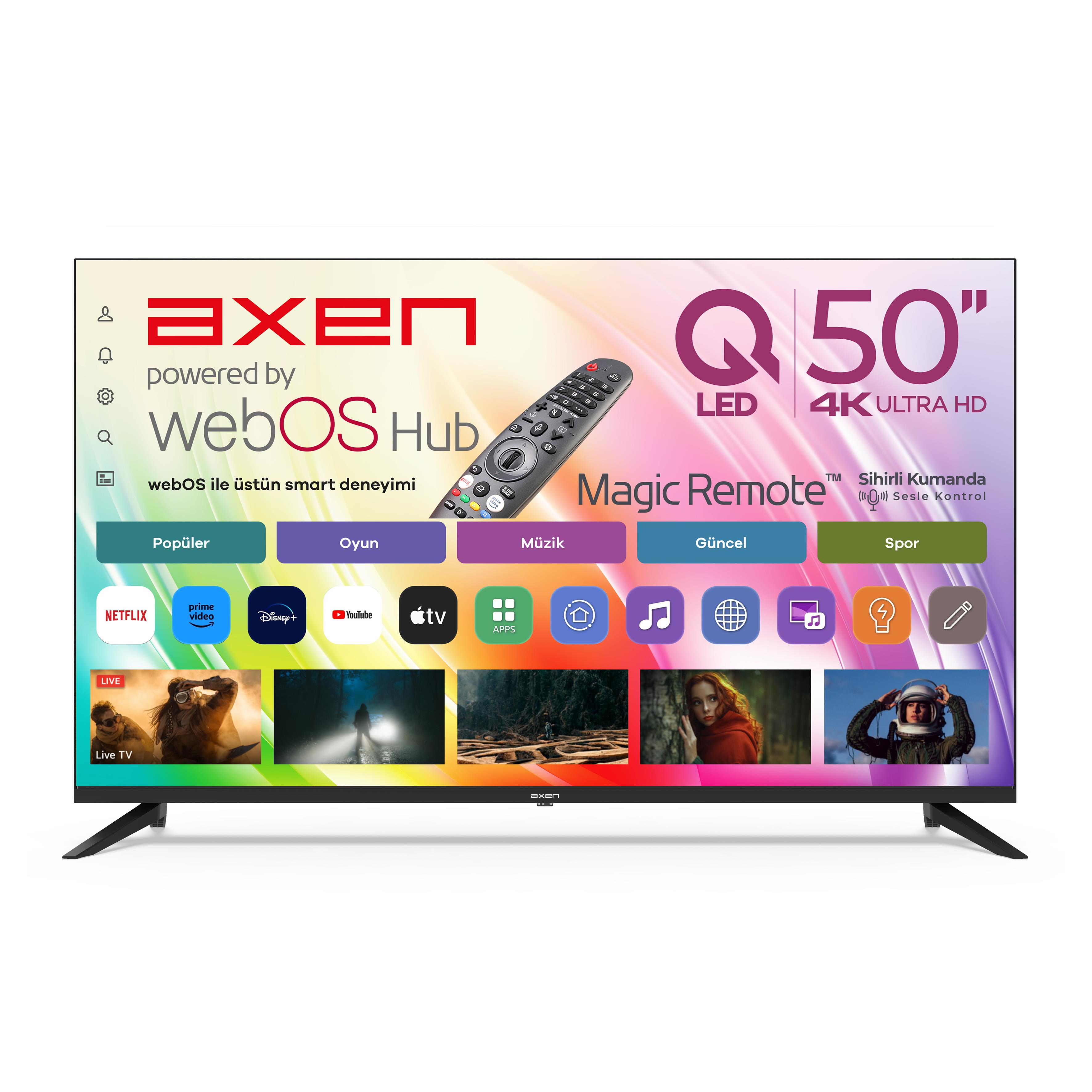 WebOS Hub ve Magic Remote özellikli 50 inç 4K Ultra HD TV.