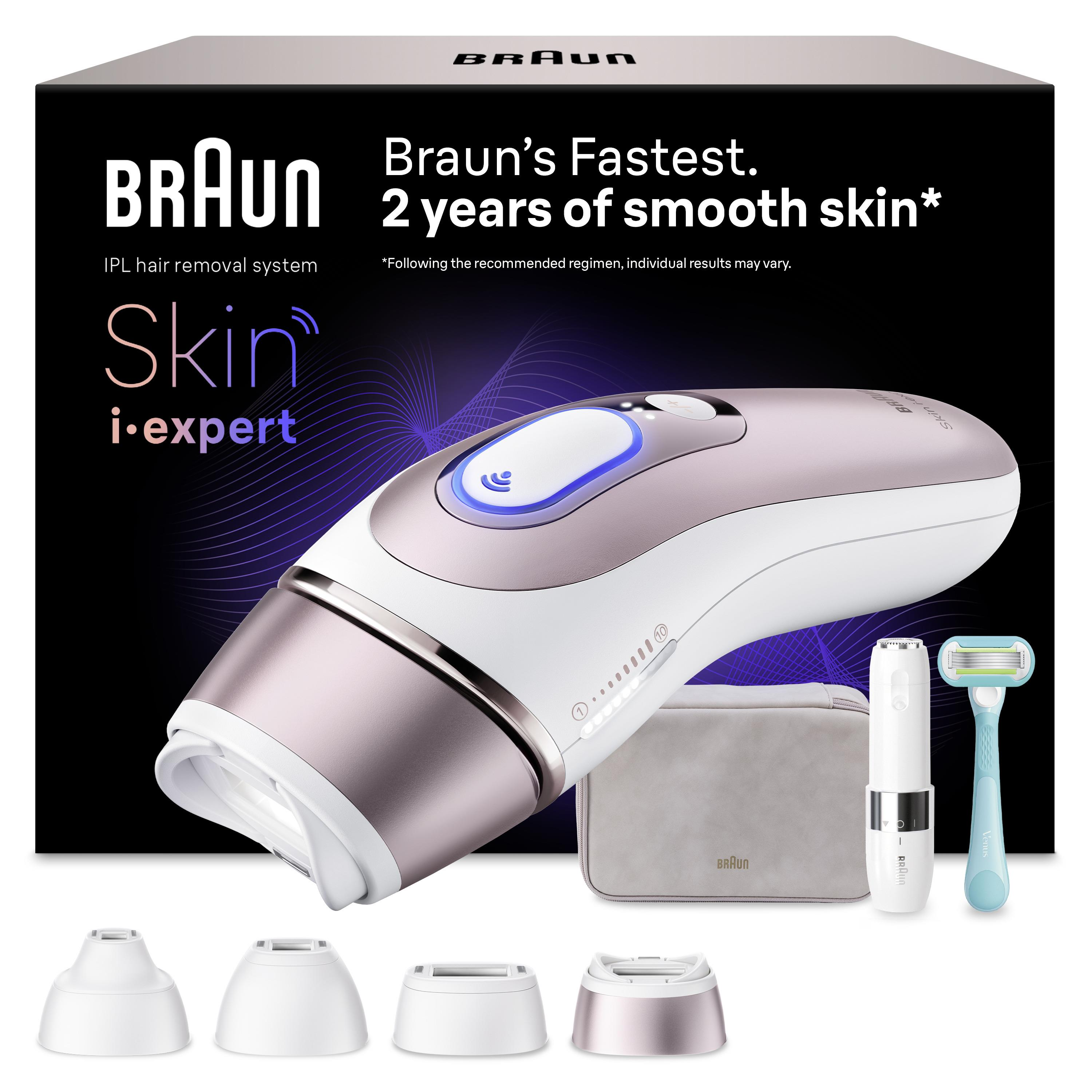 Braun IPL Haarentfernungsgerät mit Aufsätzen, Tasche, Rasierer.