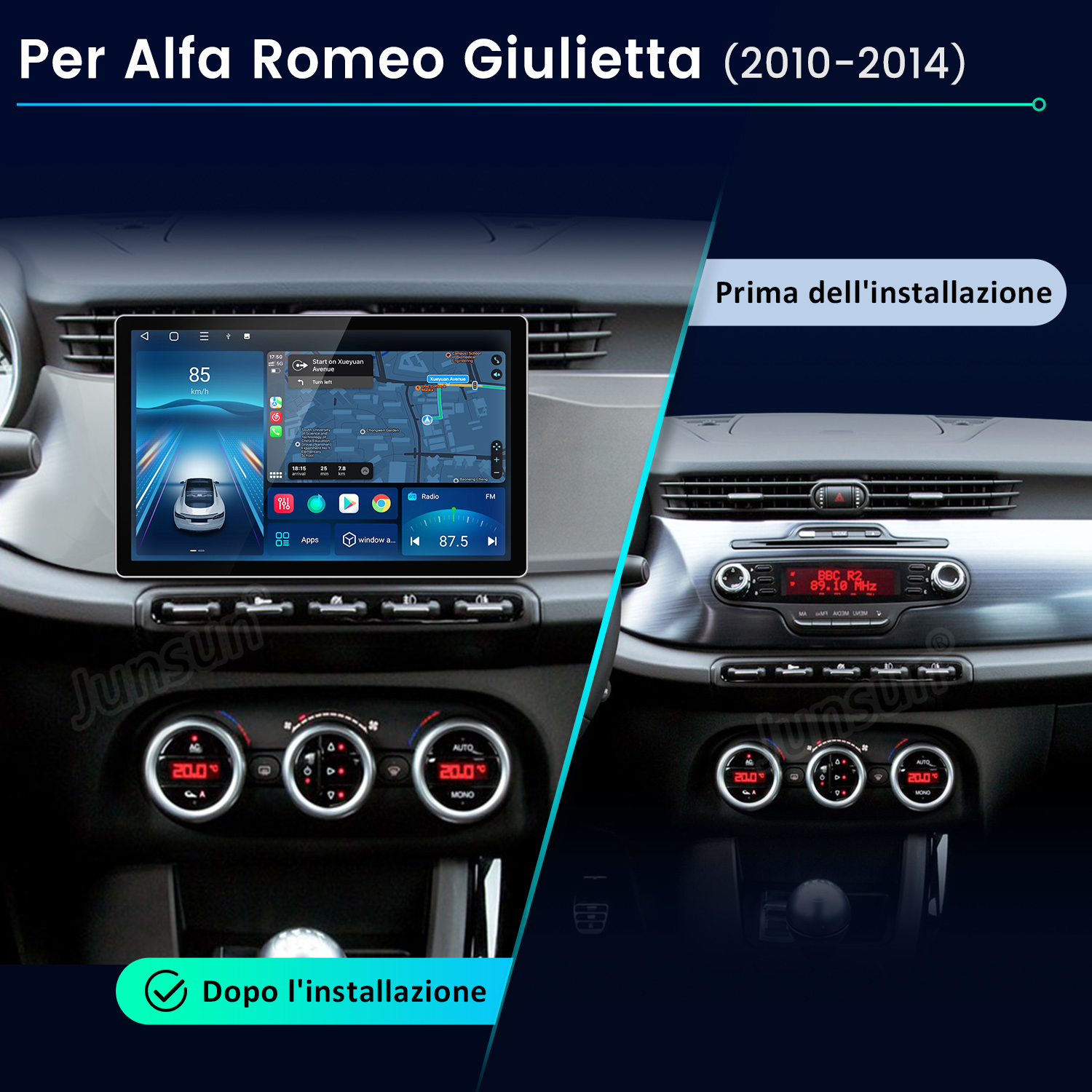 Confronto cruscotto auto: prima e dopo installazione nuovo impianto stereo.