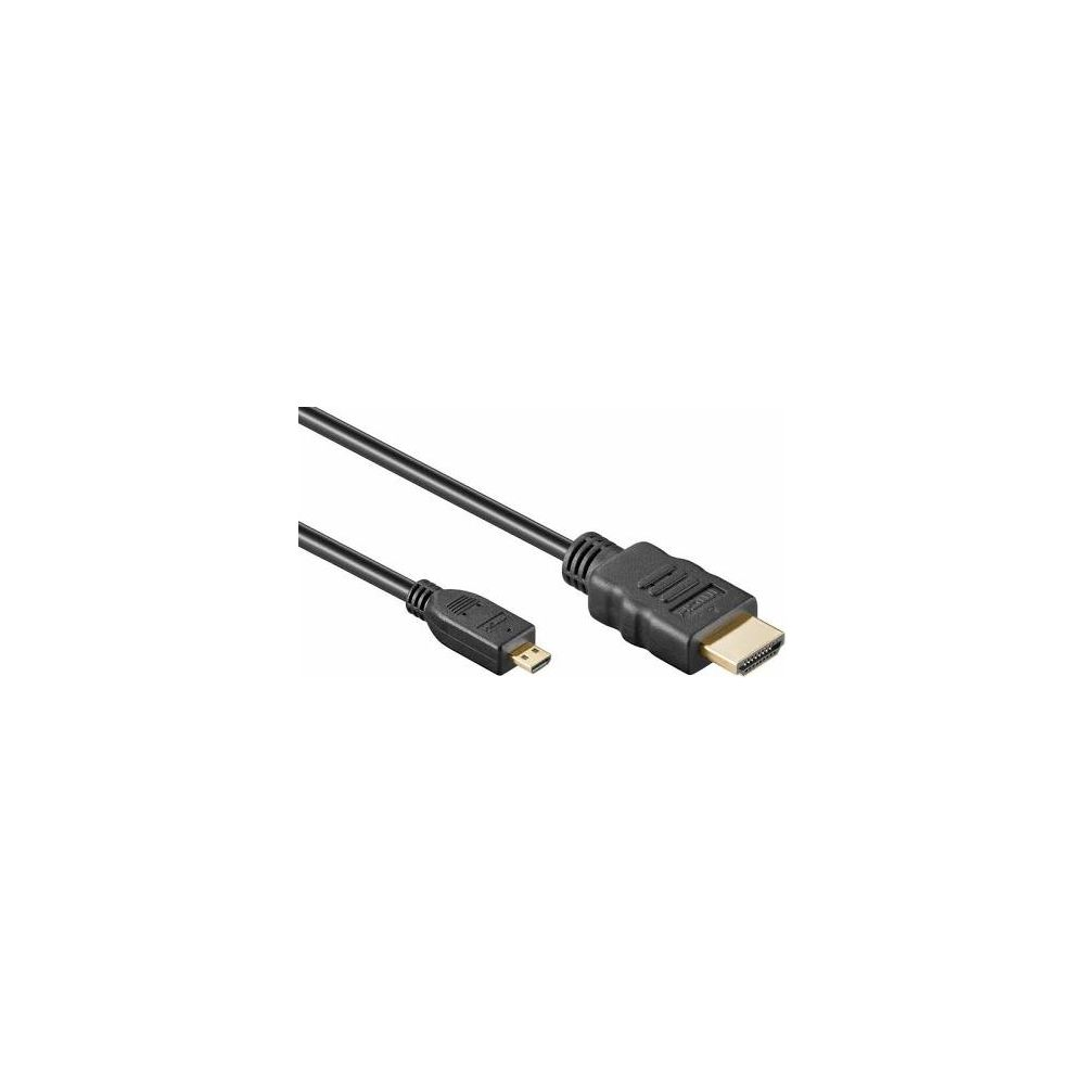 Ein schwarzes HDMI-Kabel mit einem Standard-HDMI-Stecker und einem Micro-HDMI-Stecker.