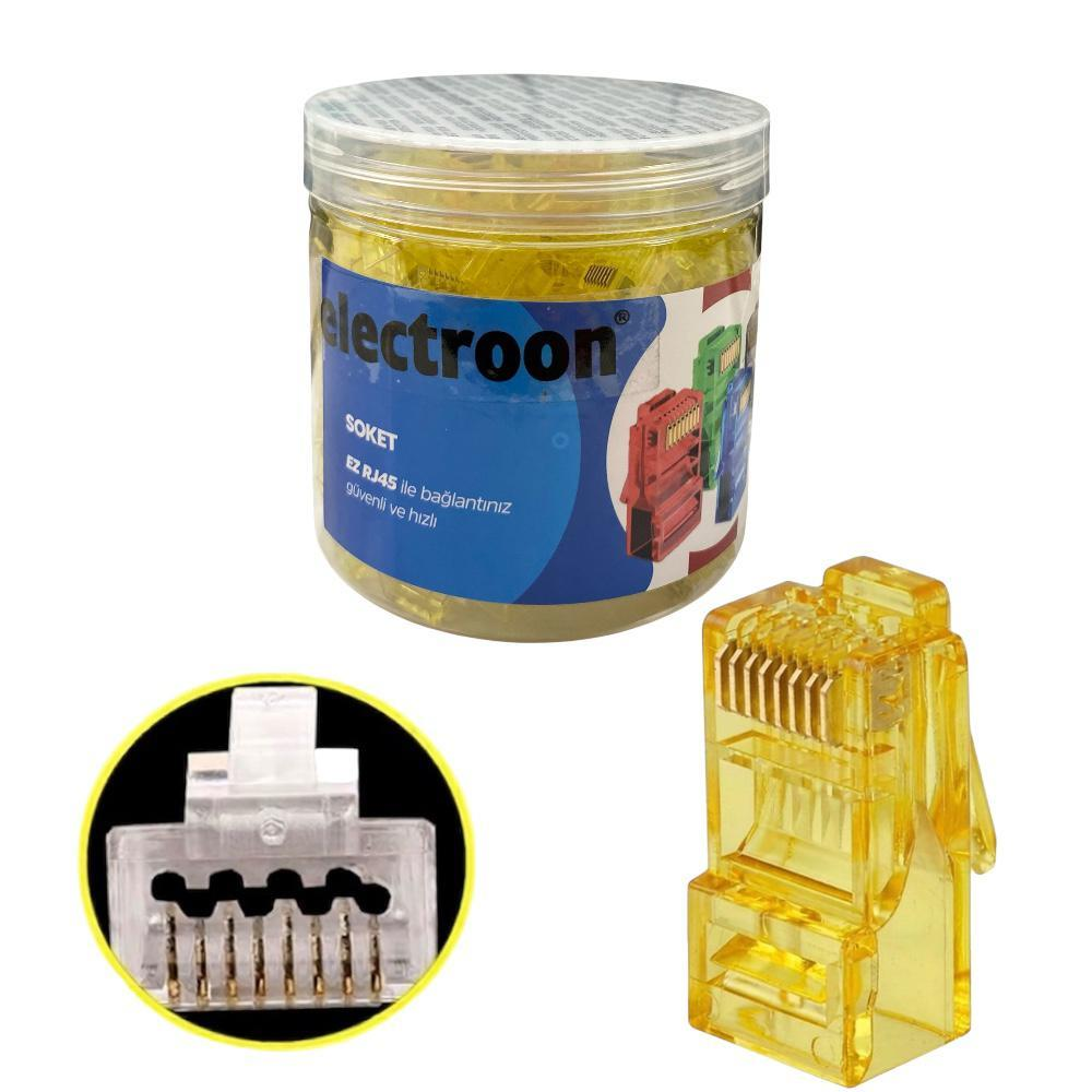 ELECTROON CAT6 EZRJ45 Açık Uçlu Soket 8P/8C - 100Adet Sarı