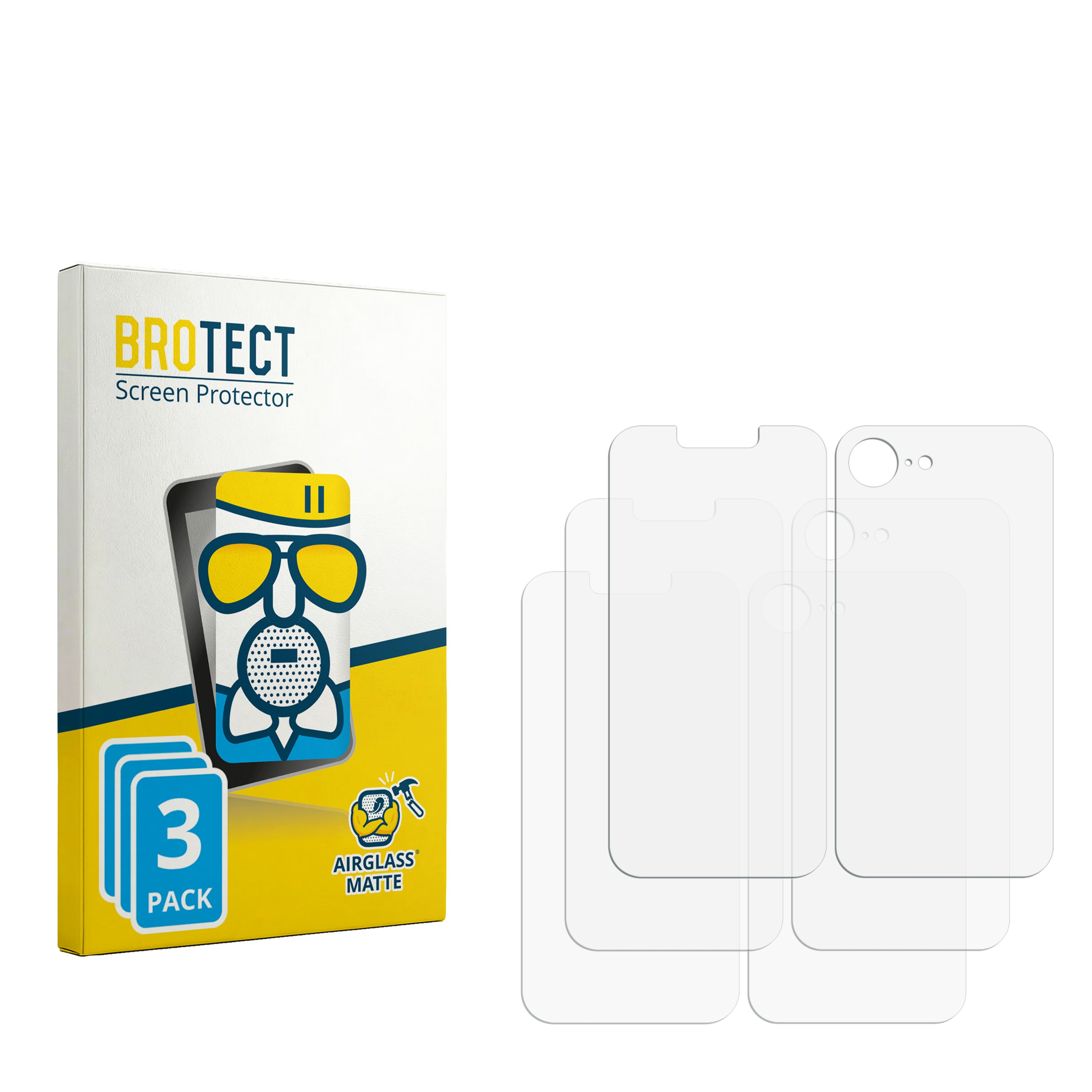 BROTECT Displayschutzfolien-Packung mit 3 matten Schutzfolien und Verpackung.