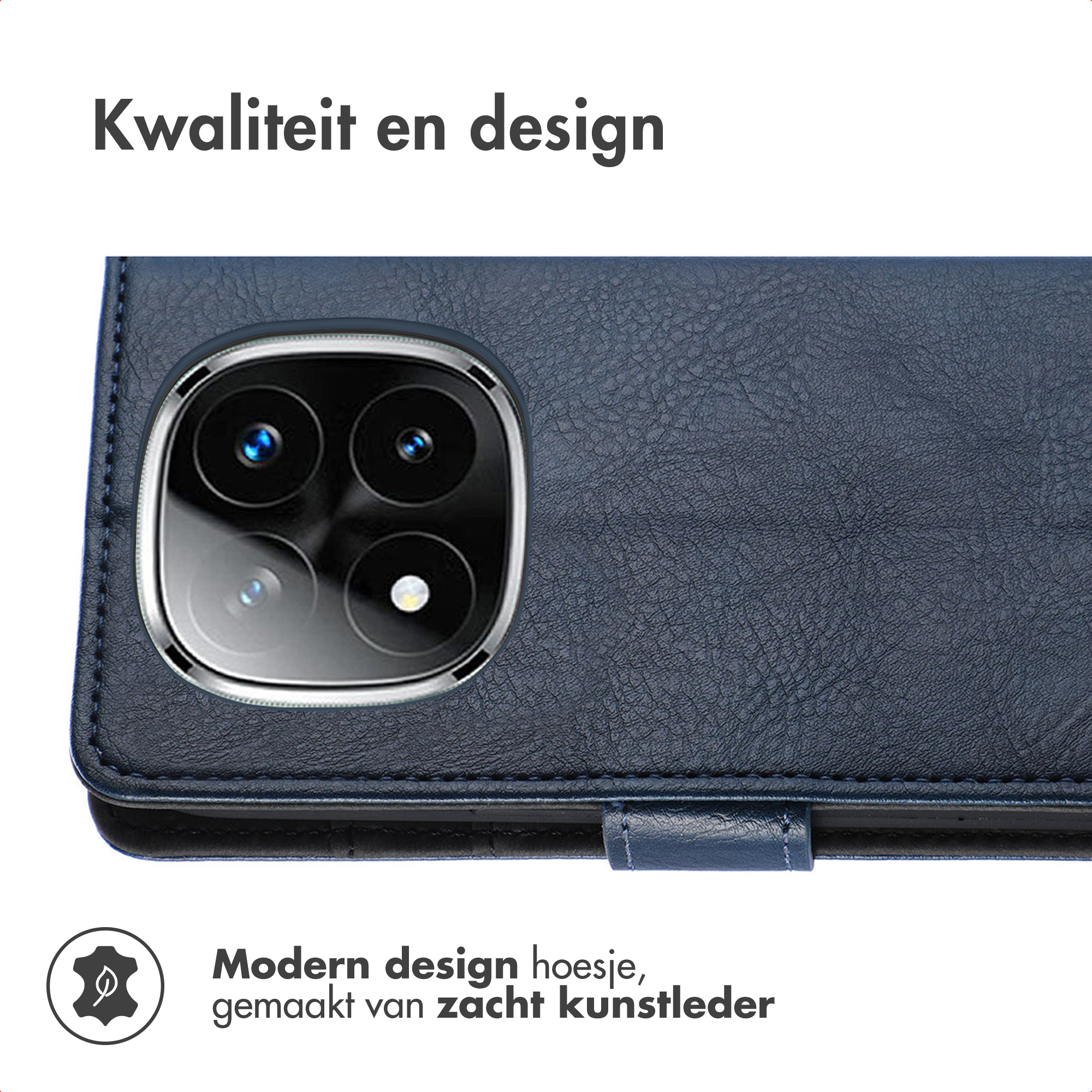 Étui de téléphone bleu marine en similicuir avec découpe caméra, texturé.