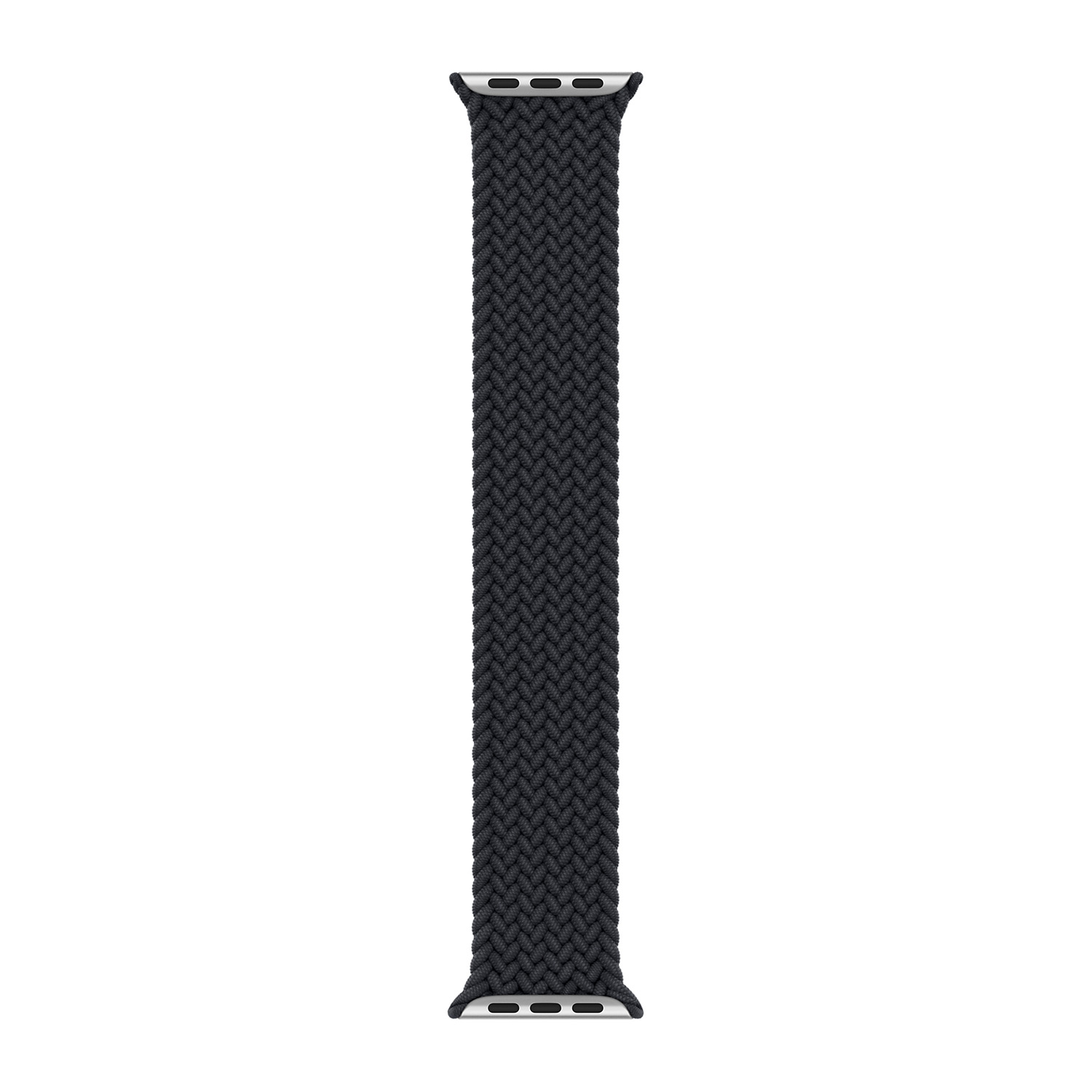 Dark gray braided Apple Watch band with silver connectors.