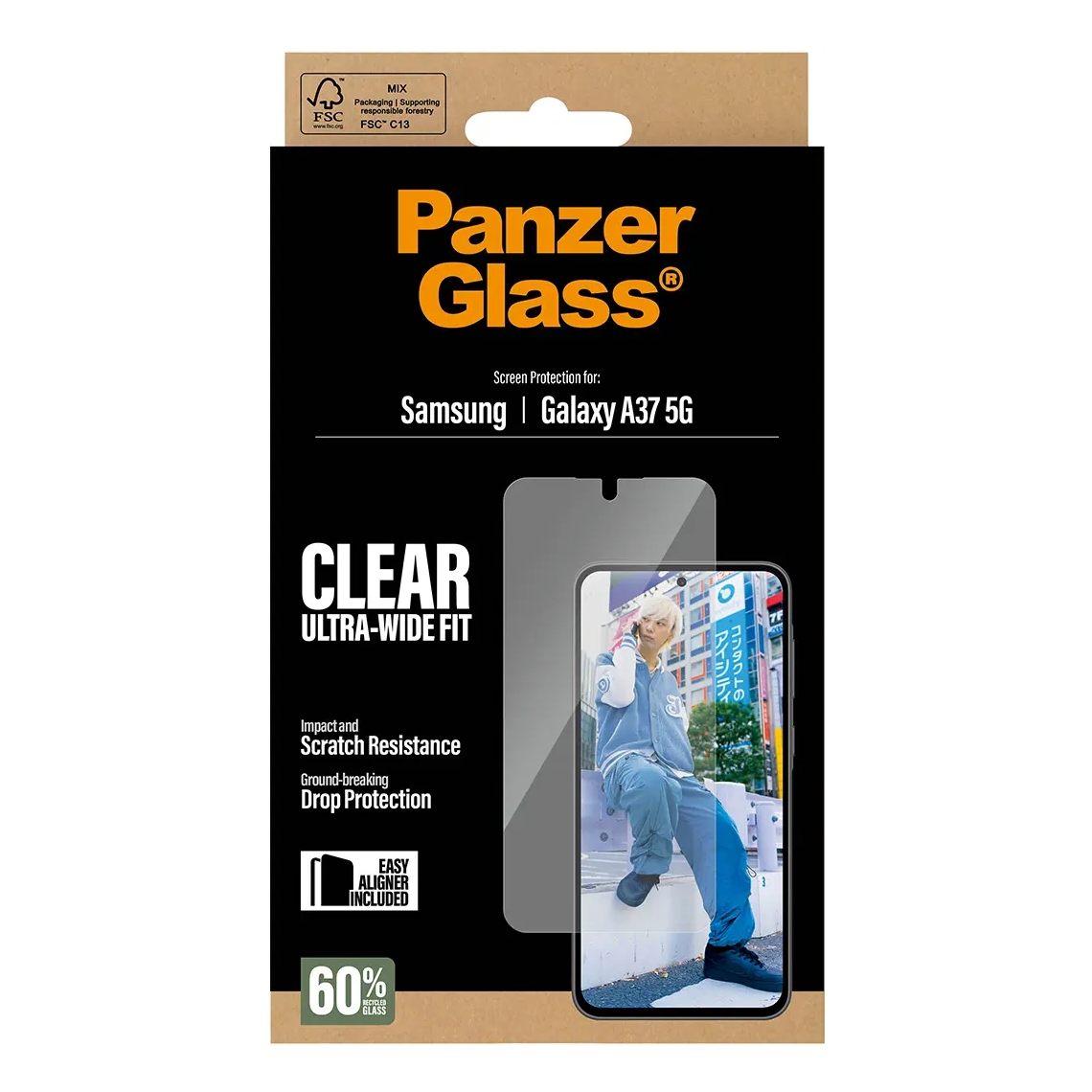 Emballage de protection d'écran Panzer Glass pour Samsung Galaxy A37 5G.