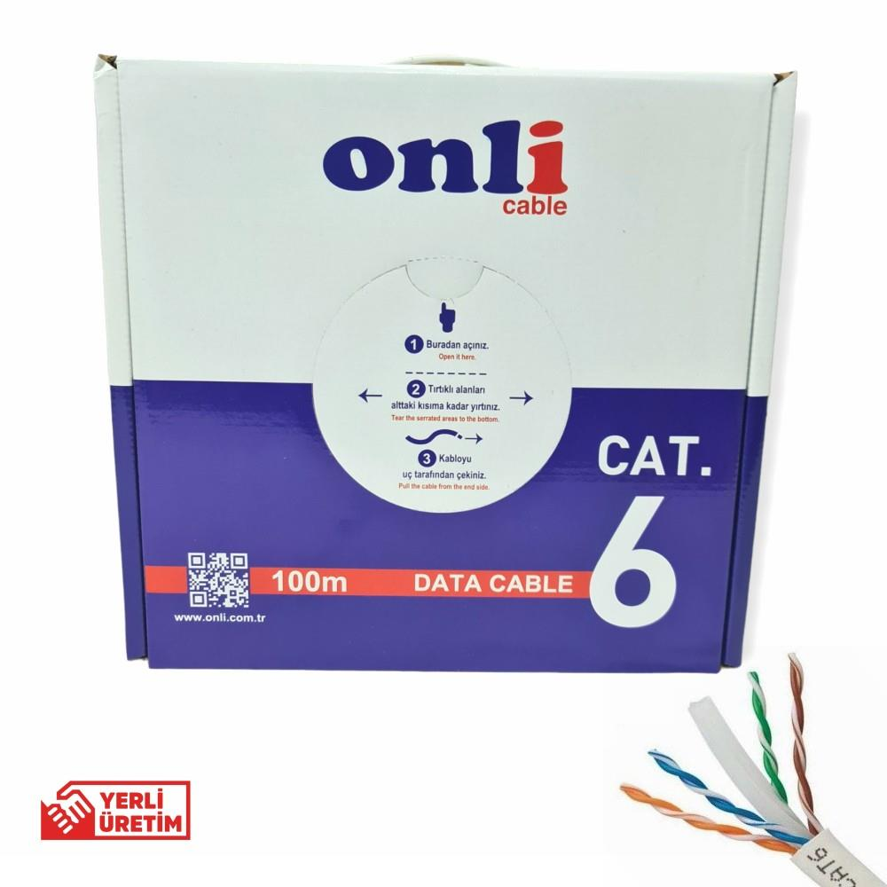 Talimatlı Onli kablo kutusu ve 100m CAT6 veri kablosu.