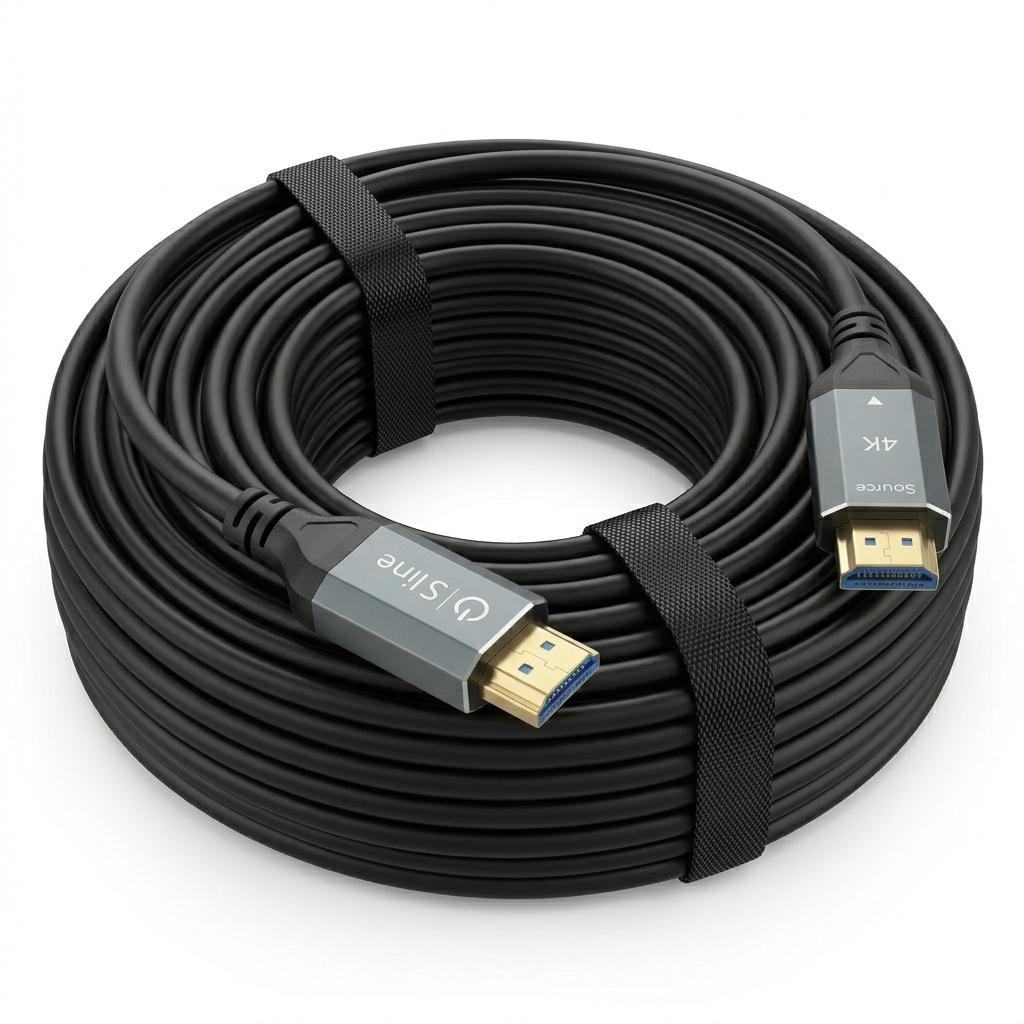 SLINE 50 m 4K 60Hz Fiber Optik HDMI Kablo Antrasit