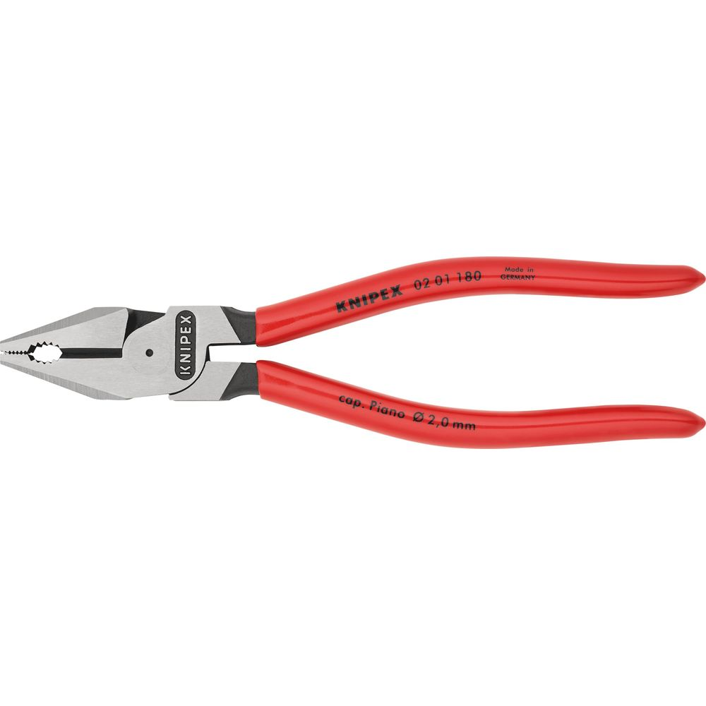 Pinza combinata Knipex rossa con ganasce argentate su sfondo bianco.