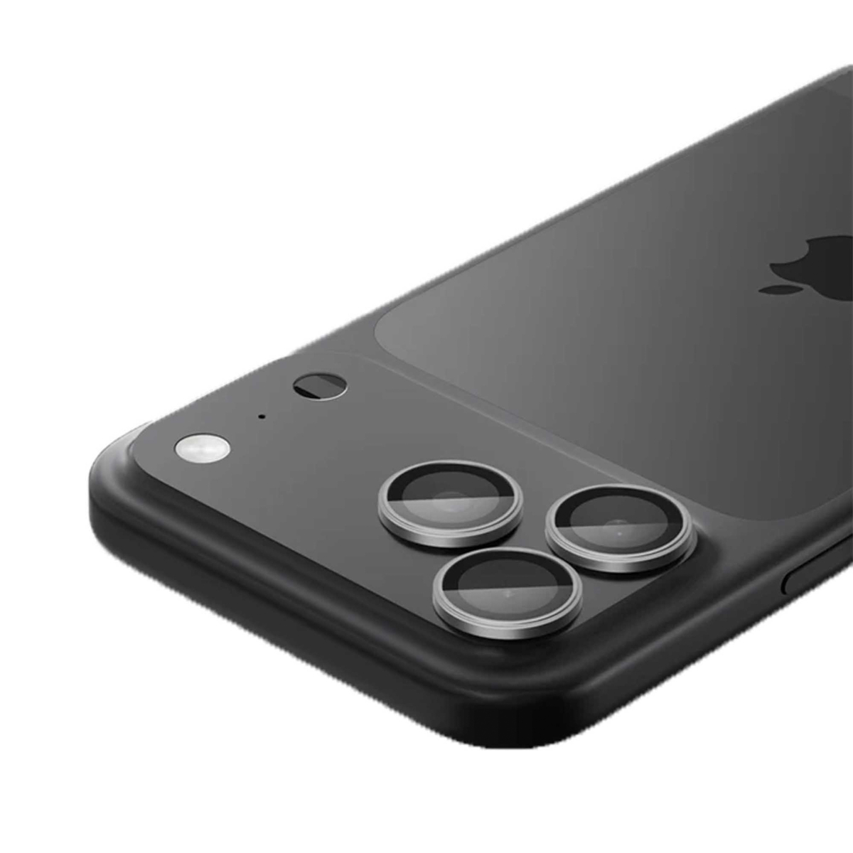 Donkergrijs iPhone met drie cameralenzen en Apple-logo op de achterkant.