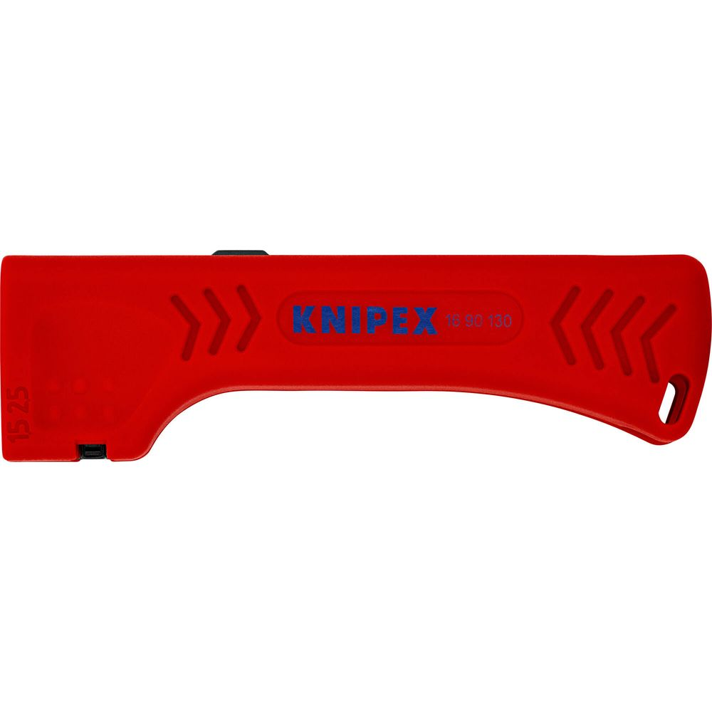 Spelafili KNIPEX rosso con scritte blu e simboli a freccia.
