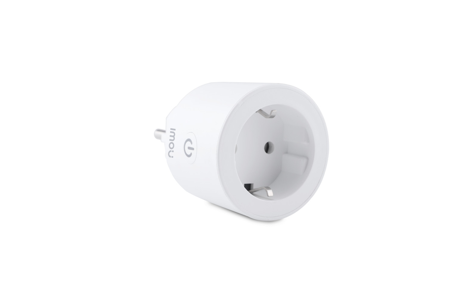 Ein weißer Smart-Stecker mit Imou-Logo und Ein-/Aus-Symbol.