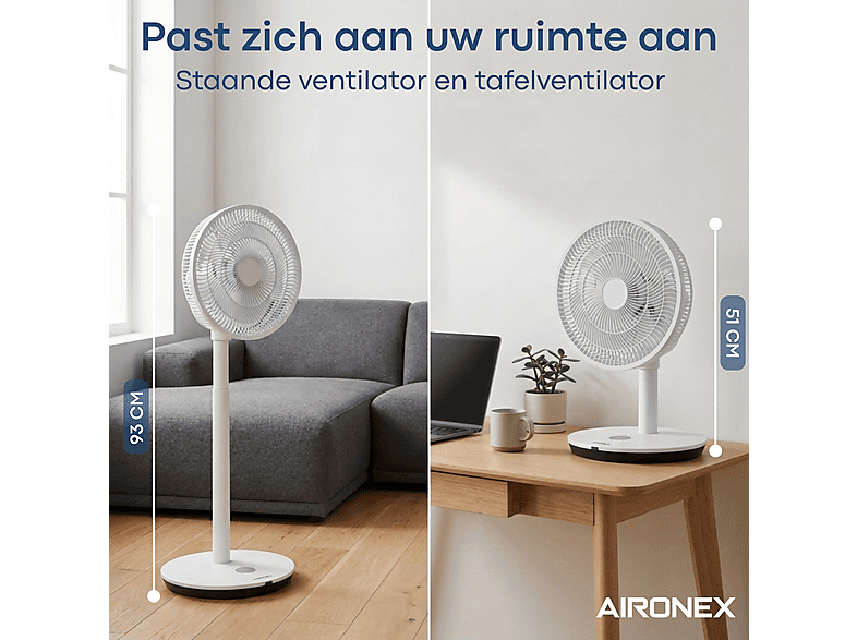 AirKing Statiefventilator – Extreem Stil, Energiezuinig & Verstelbaar met 15 Snelheden – AirKing