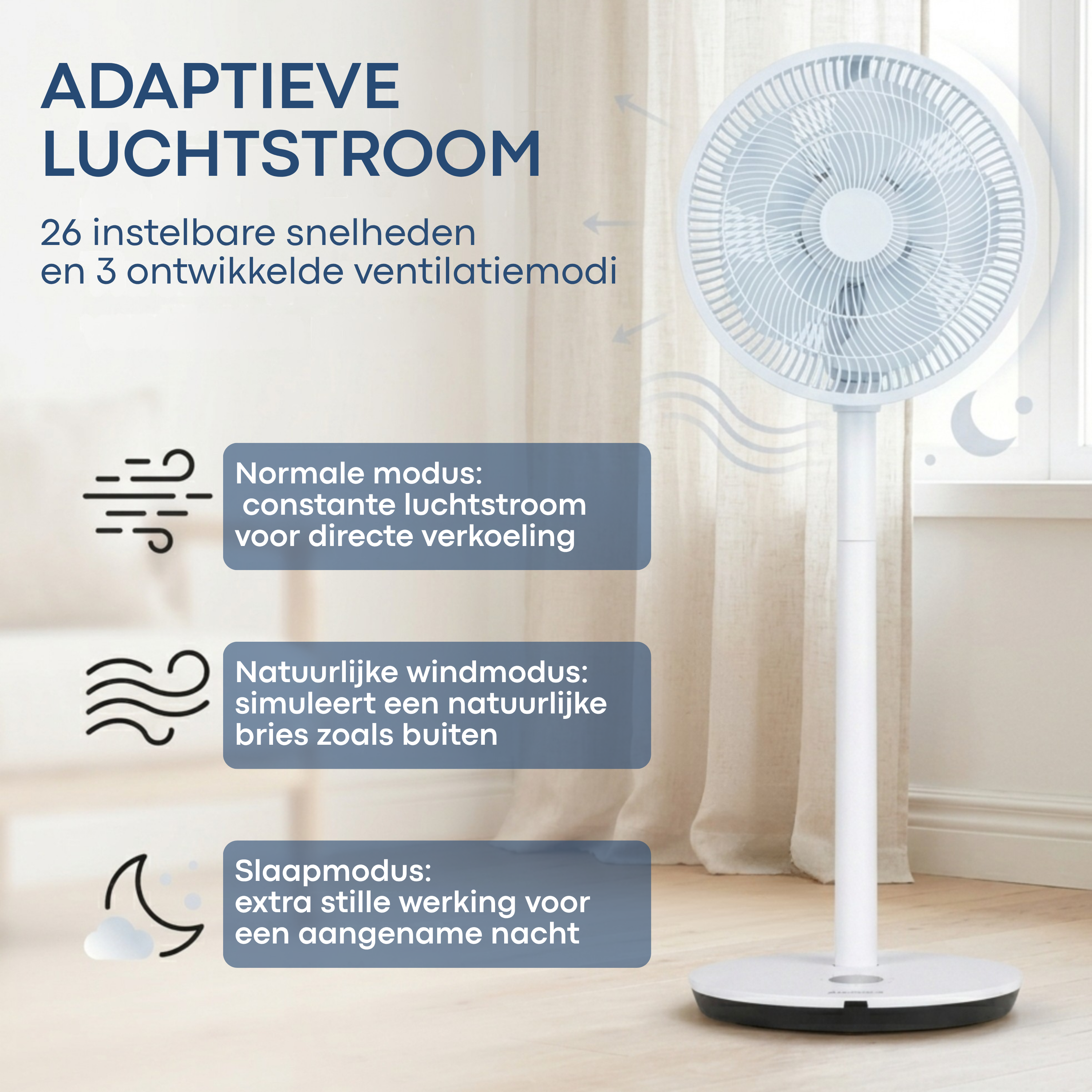 Happy Home Statiefventilator - 40CM - 3 standen - Stille motor