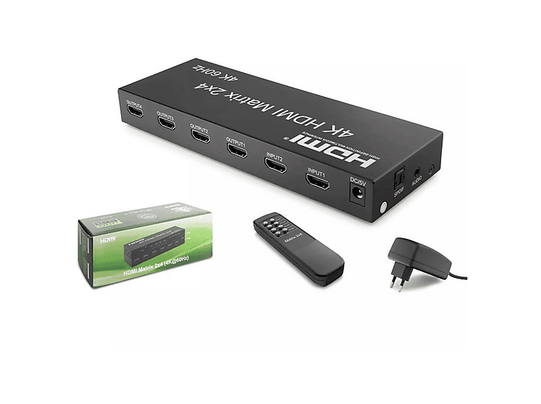 HADRON HDX1388 4K 60Hz 2x4 HDMI Matrix Siyah