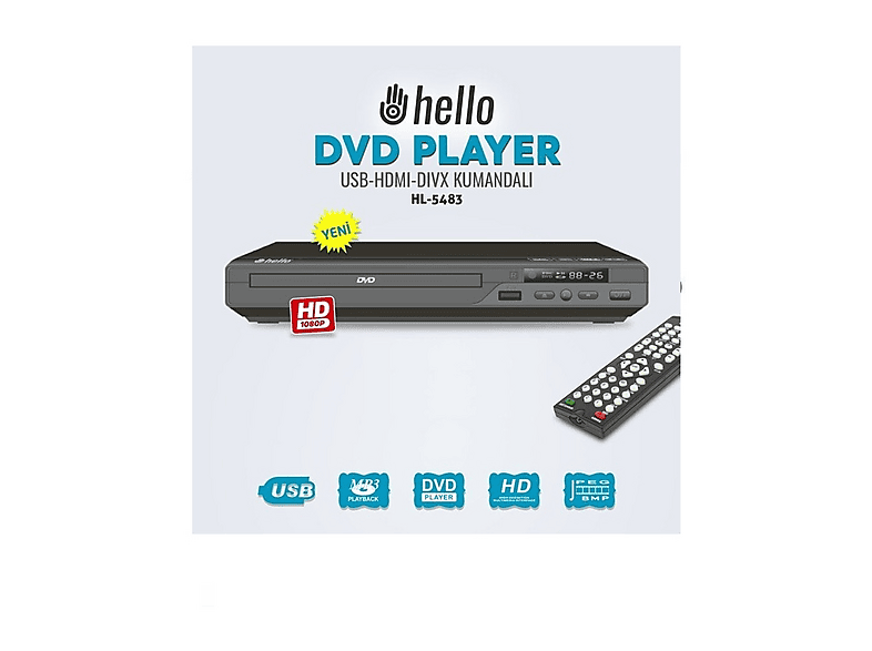 HELLO HL-5483 USB Girişli DVD Oynatıcı Fiyat & Özellik | MediaMarkt