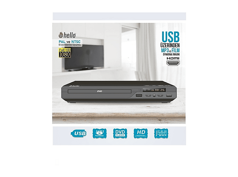 HELLO HL-5483 USB Girişli DVD Oynatıcı Fiyat & Özellik | MediaMarkt