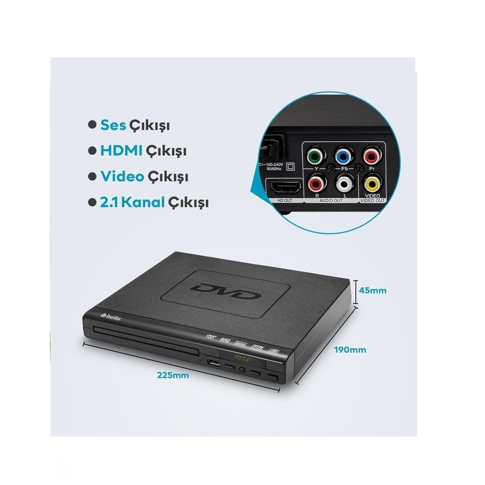 HELLO HL-5483 USB Girişli DVD Oynatıcı Fiyat & Özellik | MediaMarkt