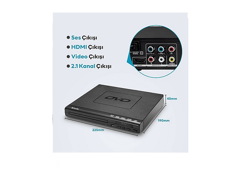 HELLO HL-5483 USB Girişli DVD Oynatıcı Fiyat & Özellik | MediaMarkt