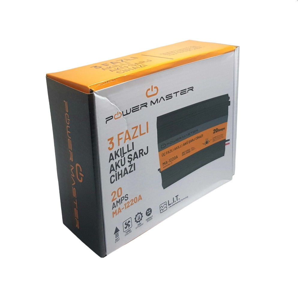 Power Master 3 fazlı akıllı akü şarj cihazı, MA-1220A model kutusu.