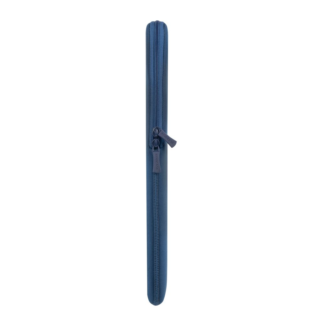 Una custodia per tablet blu scuro con cerniera, orientata verticalmente.