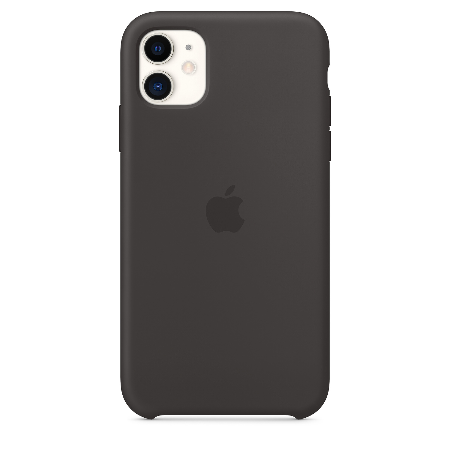 Dunkelgraues iPhone-Gehäuse mit Apple-Logo und zwei Kameras oben.