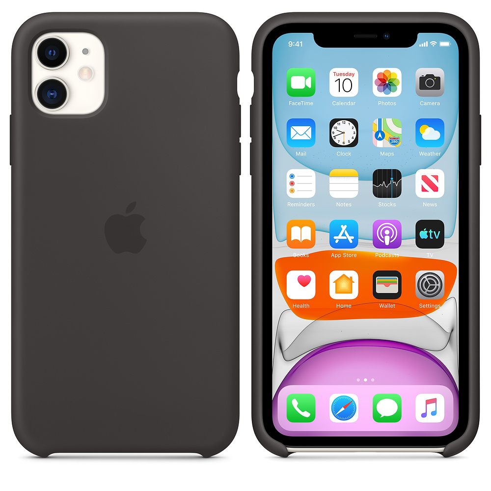 Ein schwarzes iPhone mit Hülle und Homescreen.