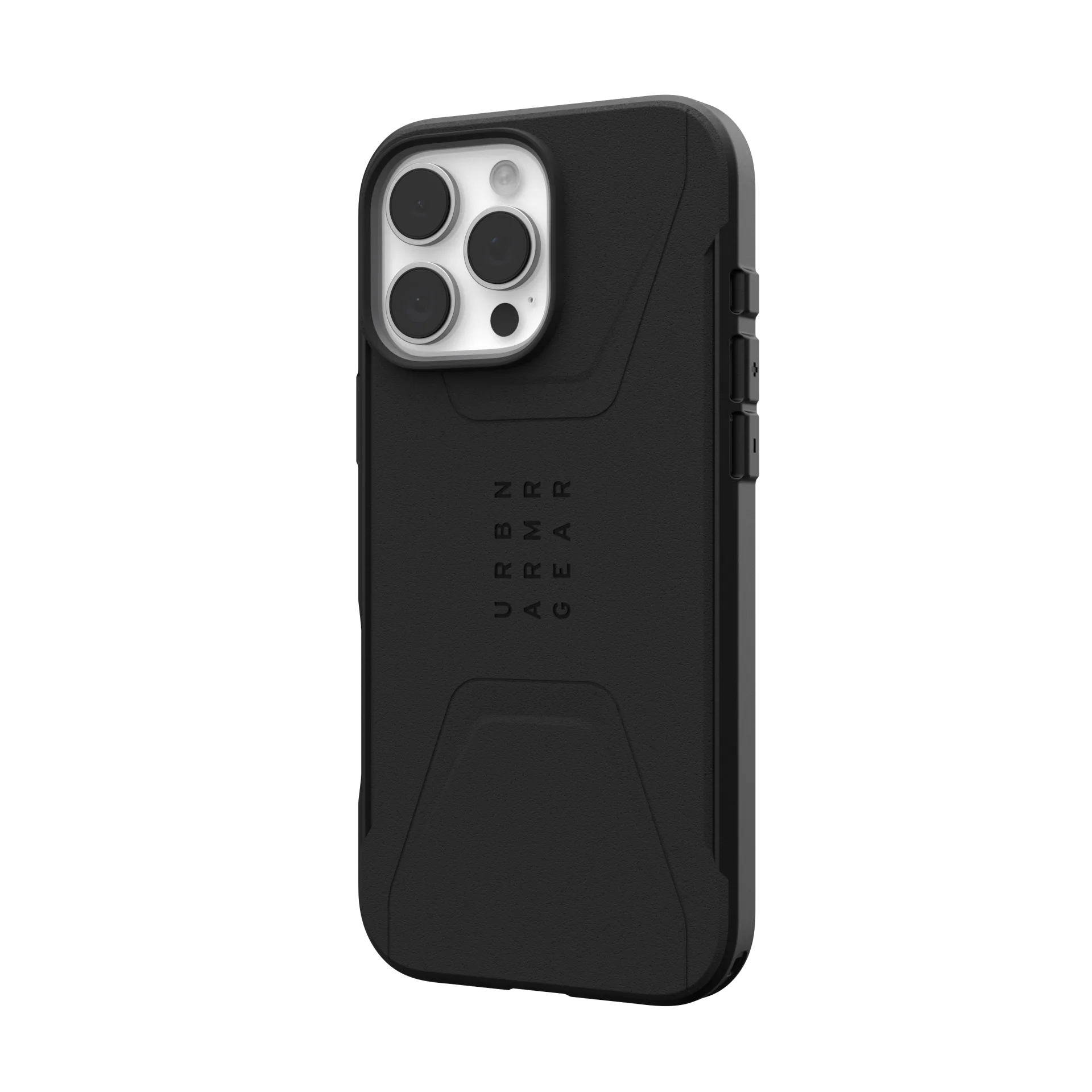 Schwarzes Smartphone-Schutzhülle mit Kameraöffnung und Logo.