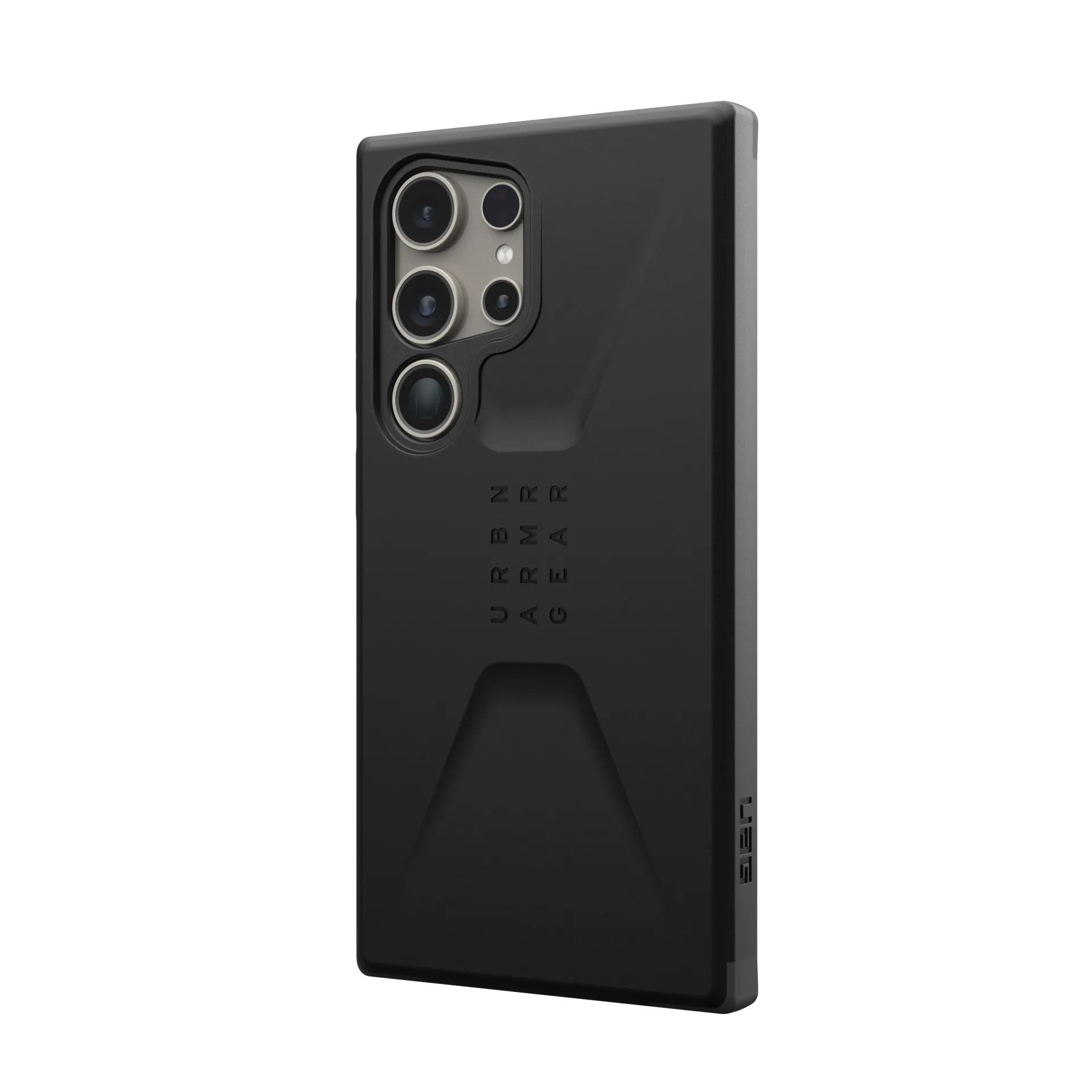 Zwarte smartphonehoes met camera-uitsparing en UAG-logo.