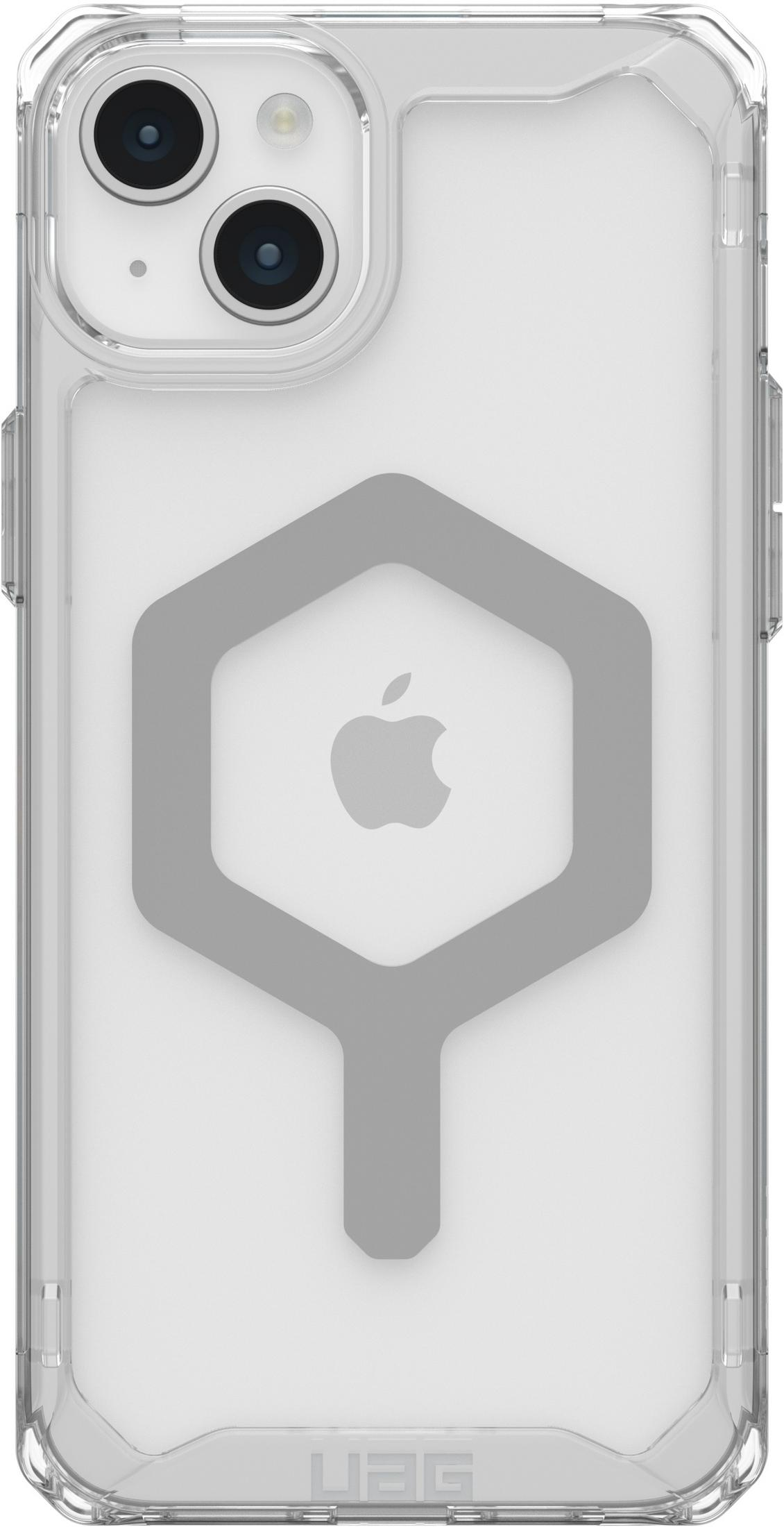 Transparente Hülle mit Apple-Logo und UAG-Schriftzug.