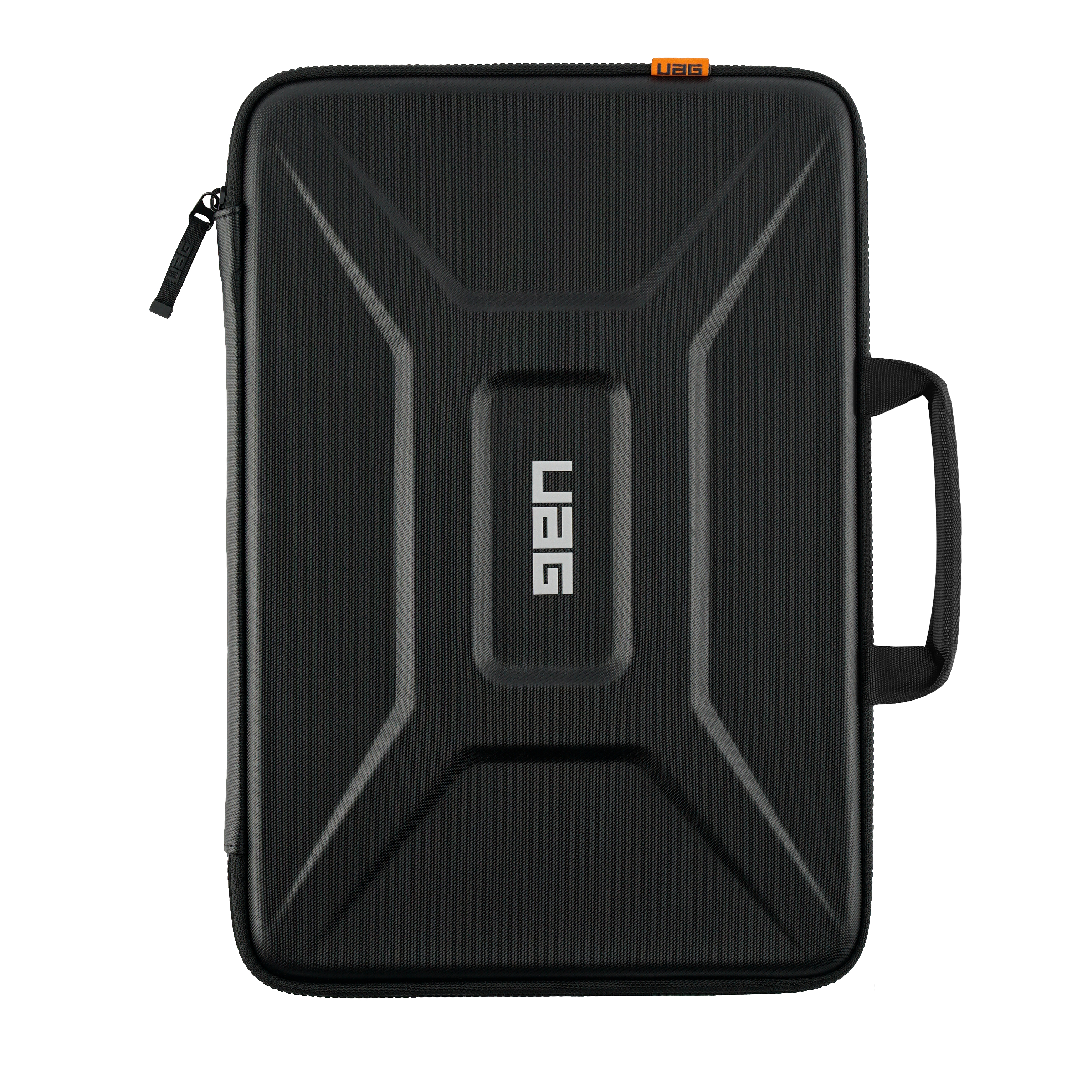 Funda negra UAG con asa y cremallera, logo blanco UAG.