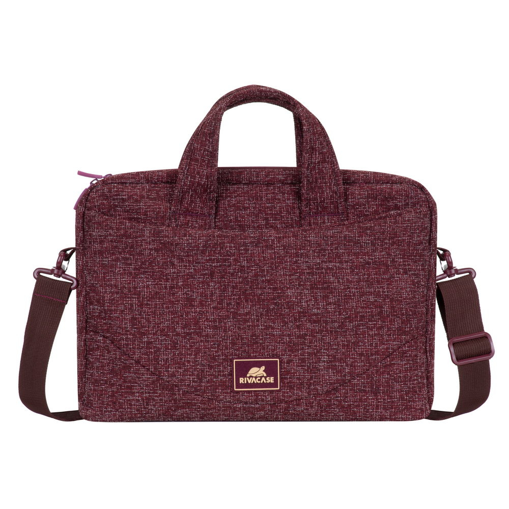 Una borsa per laptop color vinaccia con manici e tracolla.
