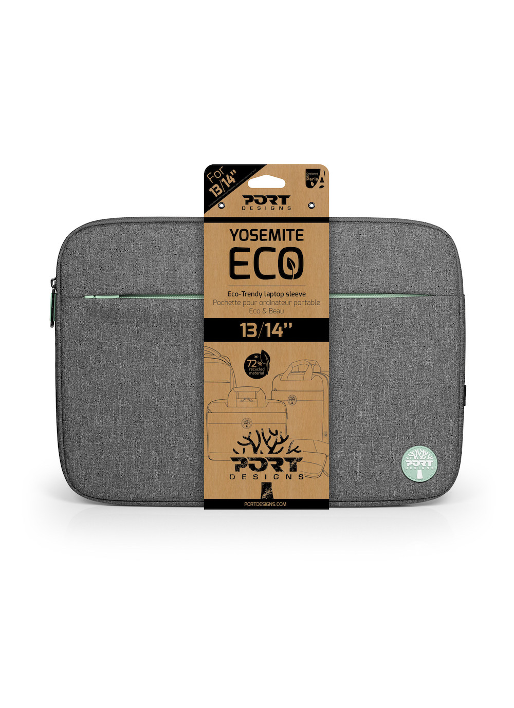 Custodia grigia per laptop 13/14 pollici, serie Yosemite Eco.