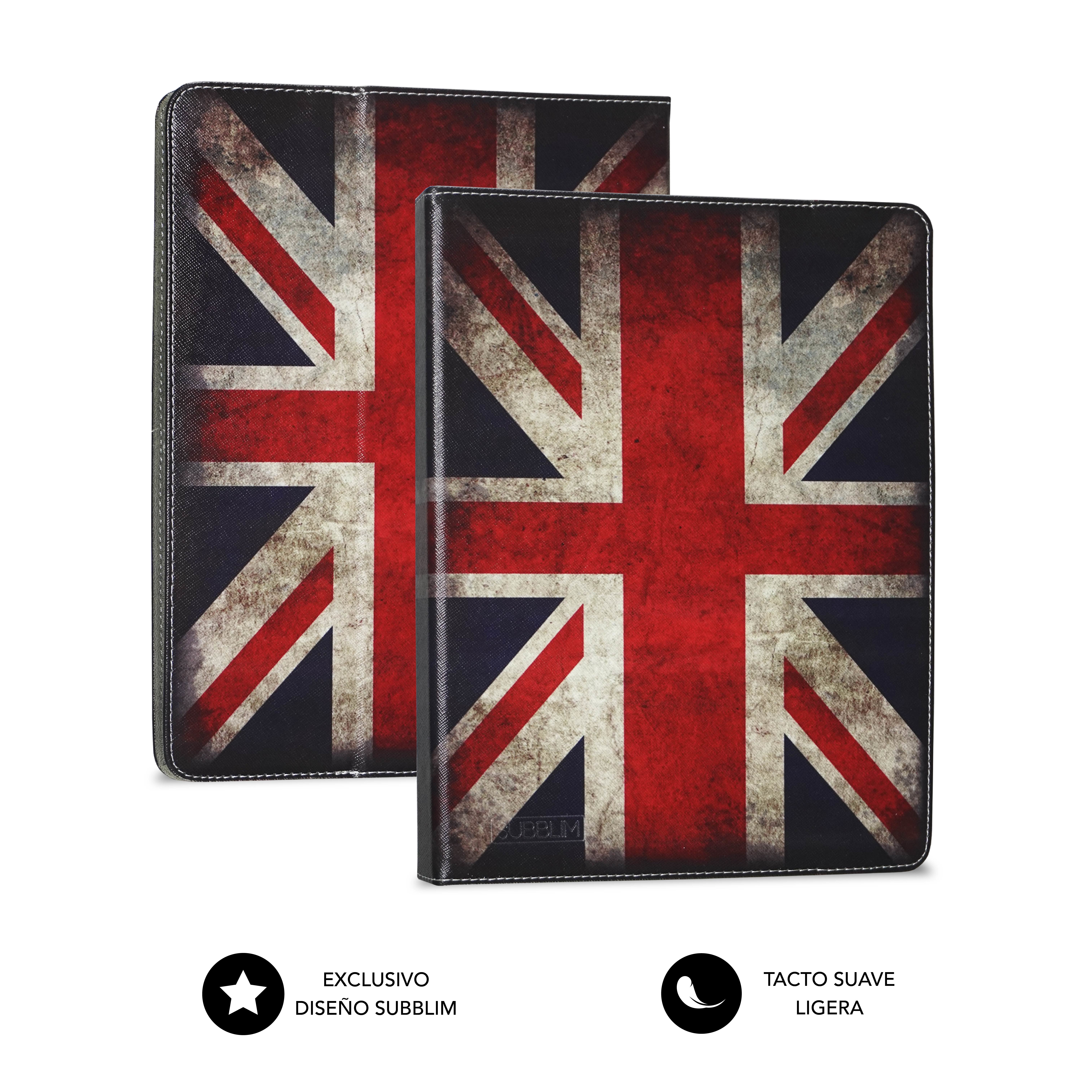 Dos fundas con diseño Union Jack, una delante y otra detrás.