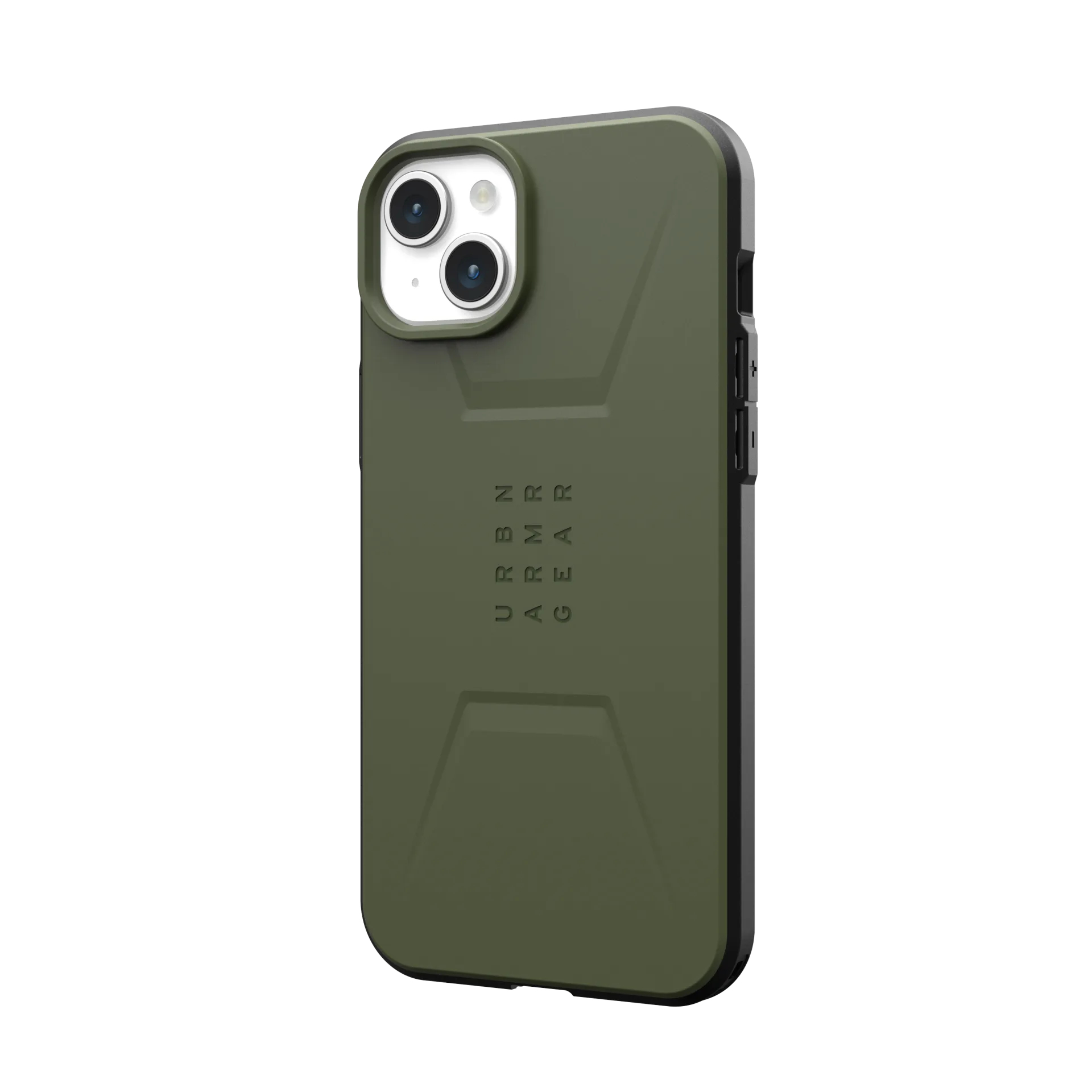 Funda verde para teléfono con protección de cámara y logo "URBN ARMOR GEAR".