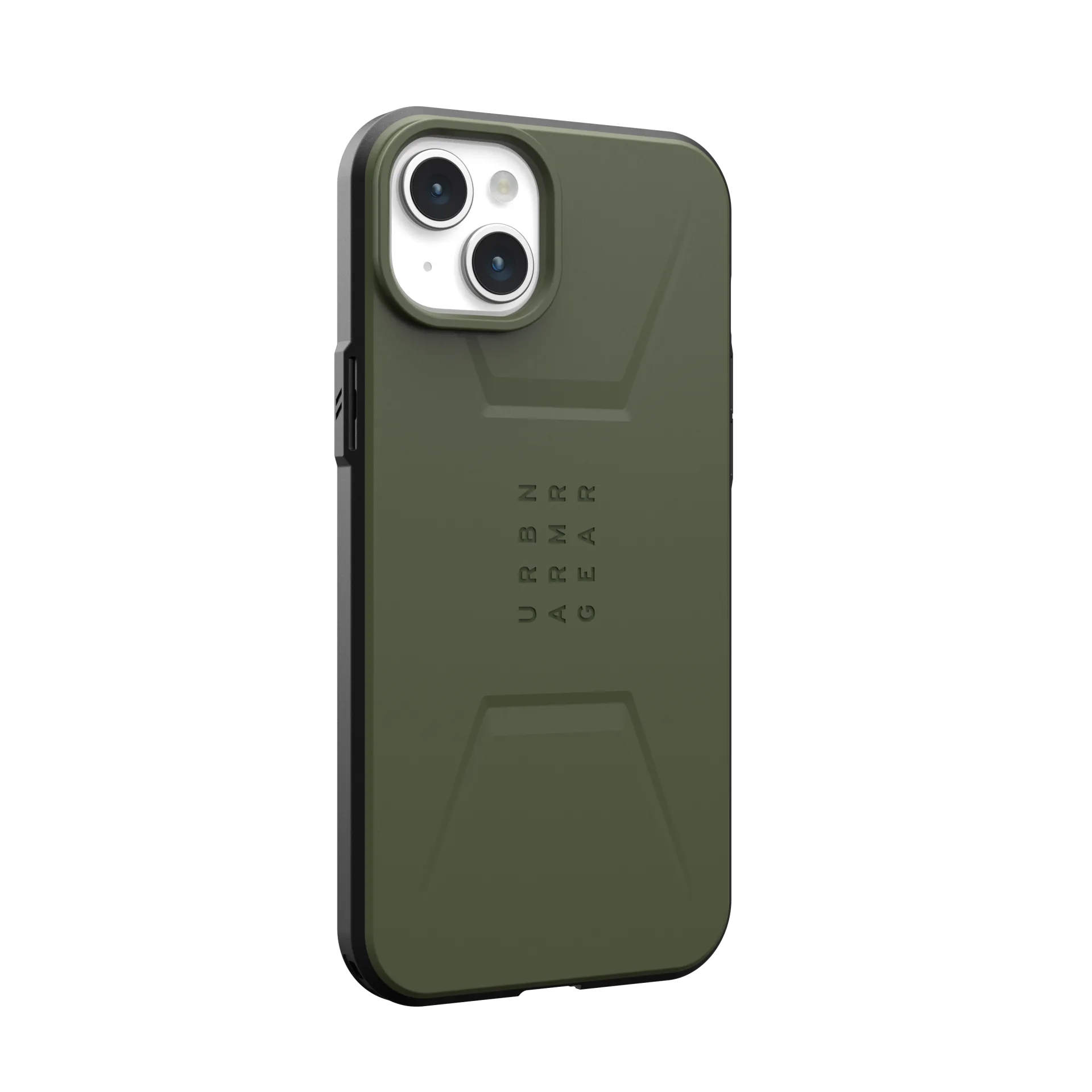 Funda verde para iPhone con configuración de doble cámara en la parte trasera.