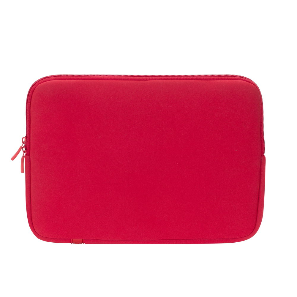 Custodia rossa per laptop con cerniera.