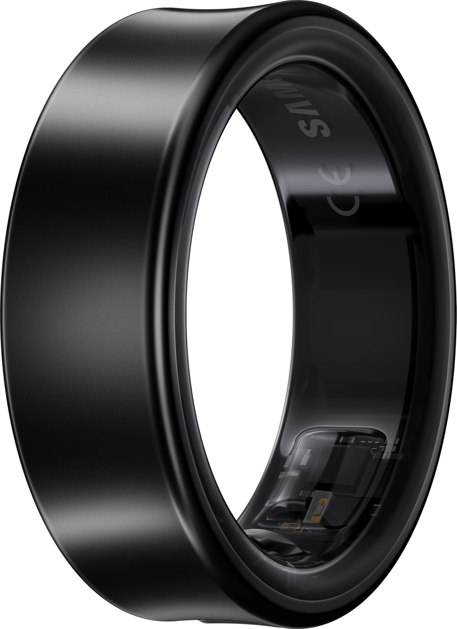 Schwarzer Ring mit sichtbarer Elektronik im Inneren, mit CE- und Samsung-Markierungen.