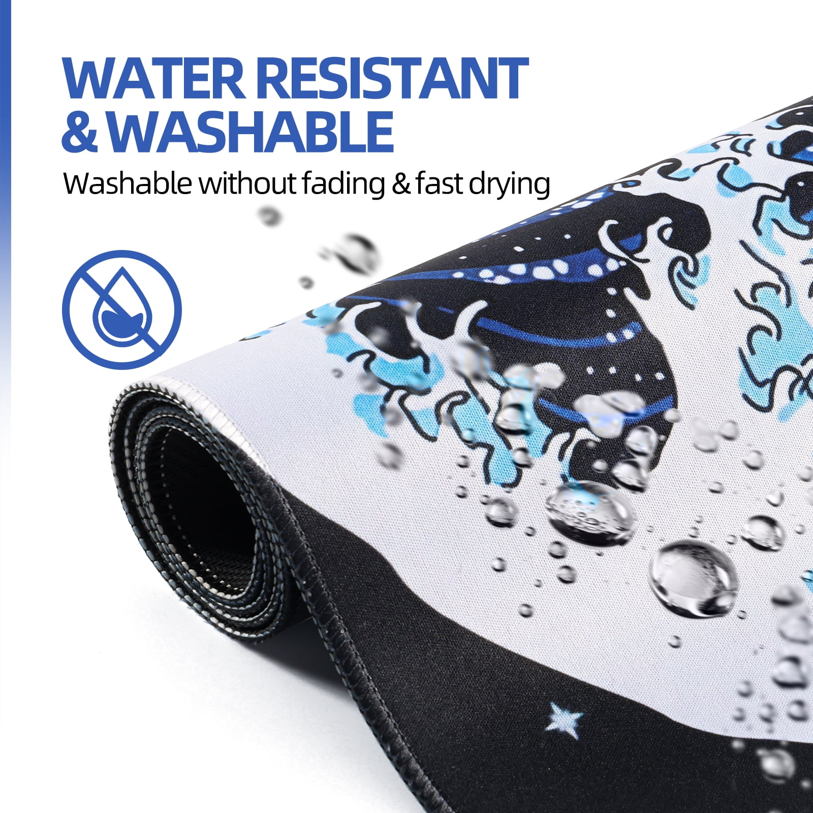 Wasserdichte und waschbare Mousepad mit Wellenmuster und Wassertropfen.
