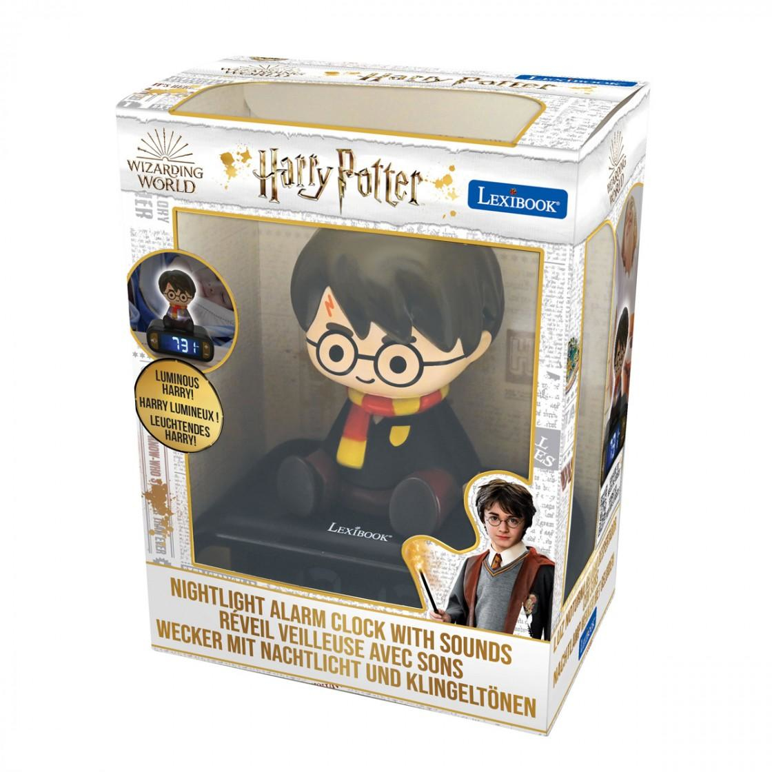 Harry Potter Wecker-Box mit Chibi-Figur und Produktdetails.