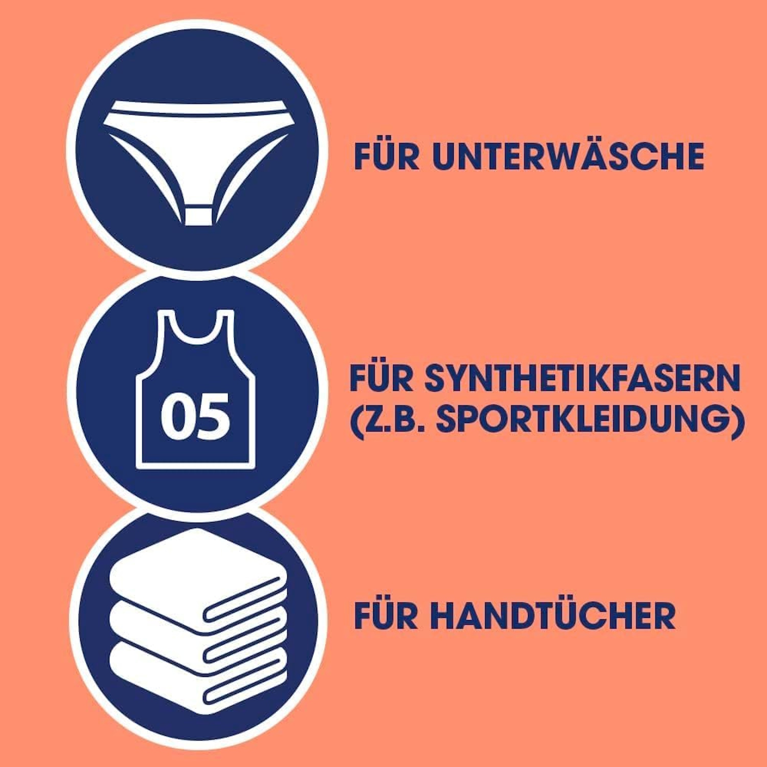 Symbole für Unterwäsche, Synthetikfasern, Handtücher.