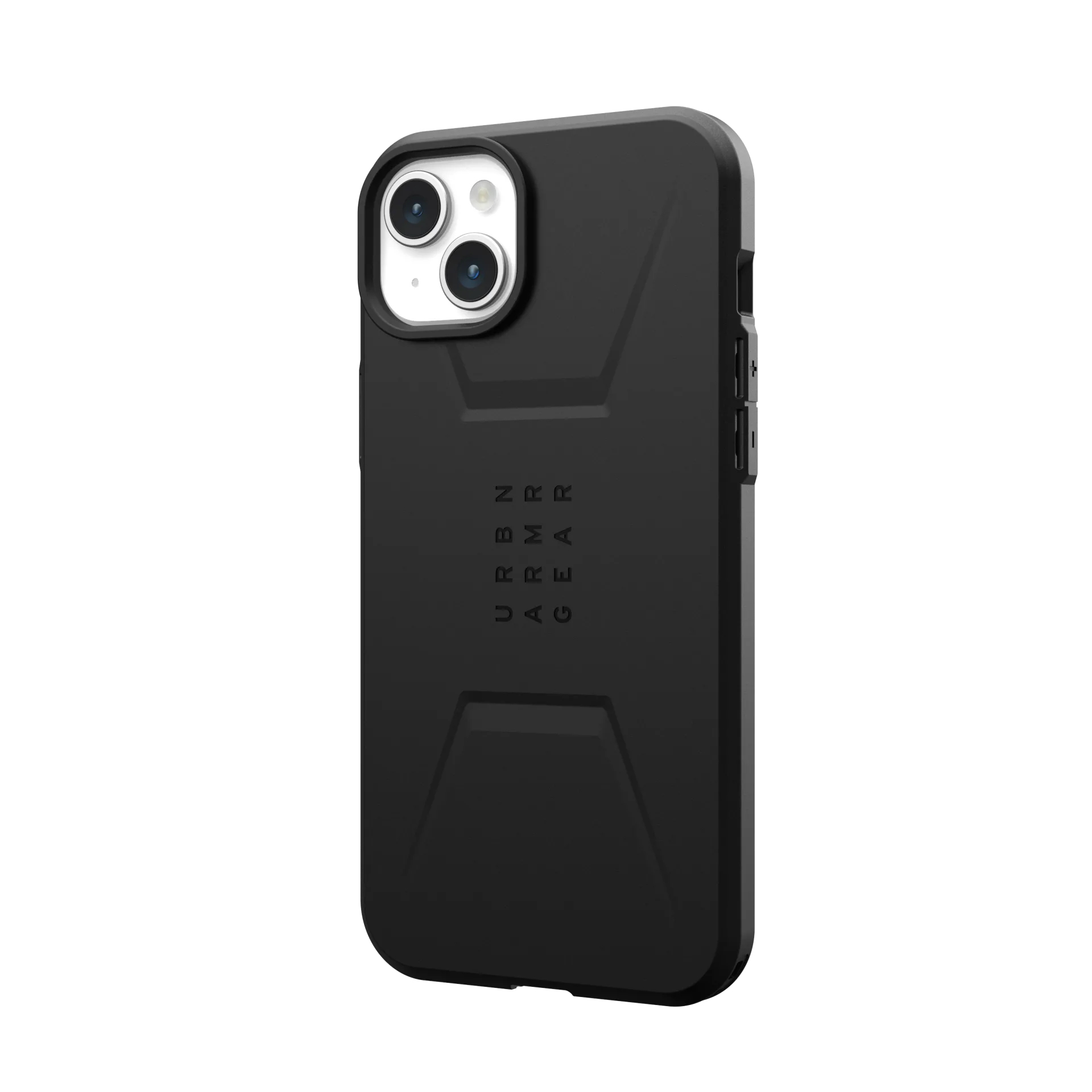 Funda negra para iPhone con dos cámaras y logo "URBN ARMOR GEAR".